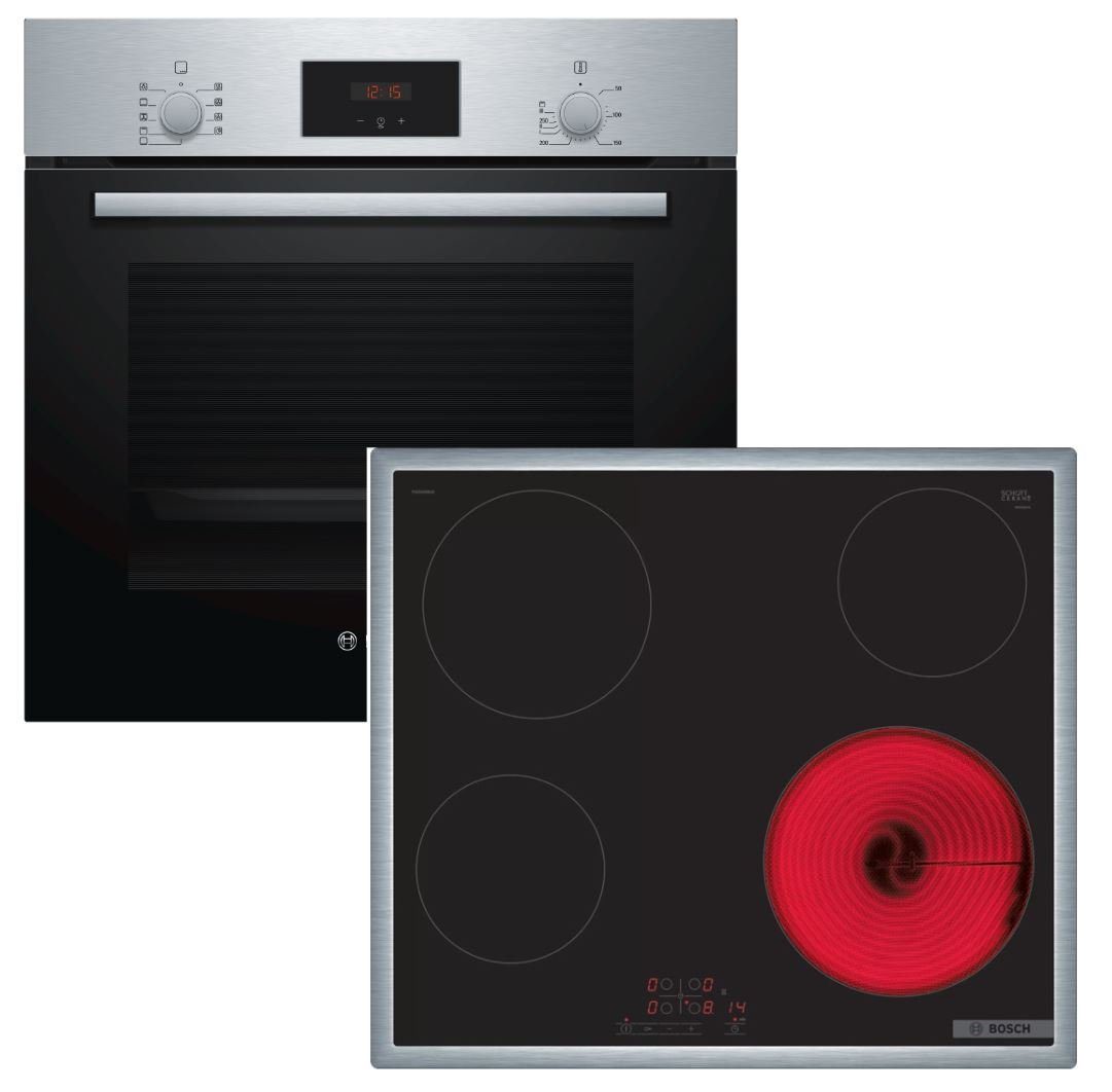 BOSCH Elektro-Herd-Set Backofen mit Glaskeramik-Kochfeld autark 60 cm