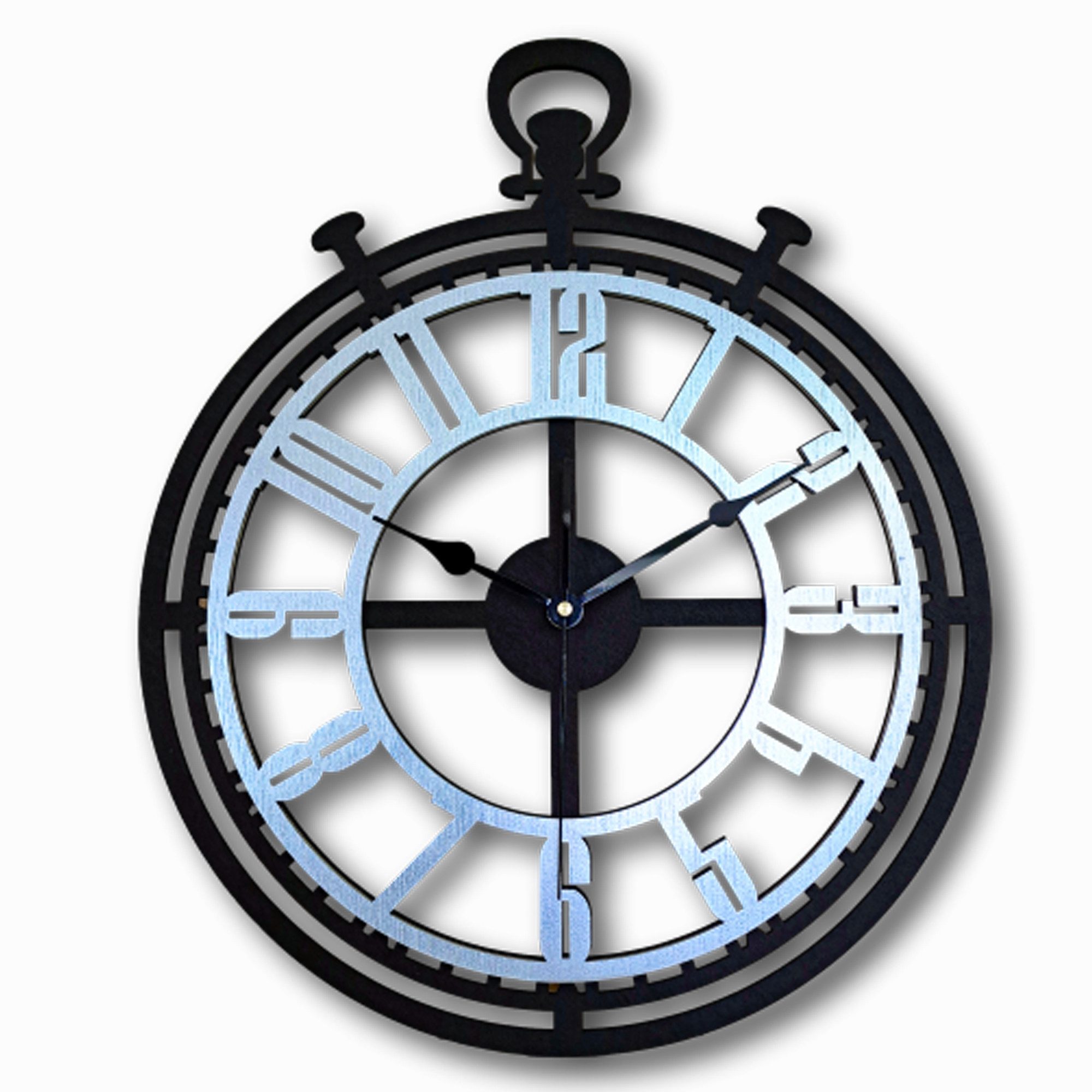 ORNAMENTI Wanduhr Grosse, moderne, geometrische, hingucker Wanduhr, Holz (römisch, römische Ziffern, ohne Ticken, Wanddeko)