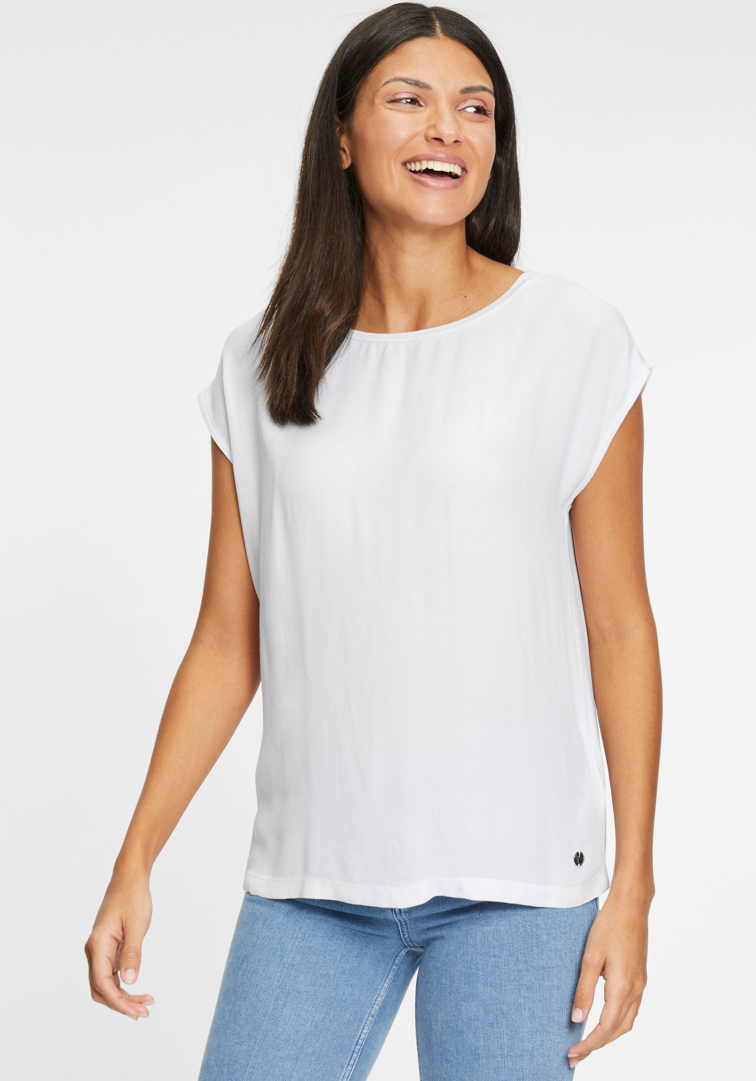 Blusenshirt KOLLEKTION bright white NEUE Rundhalsausschnitt mit Tamaris -