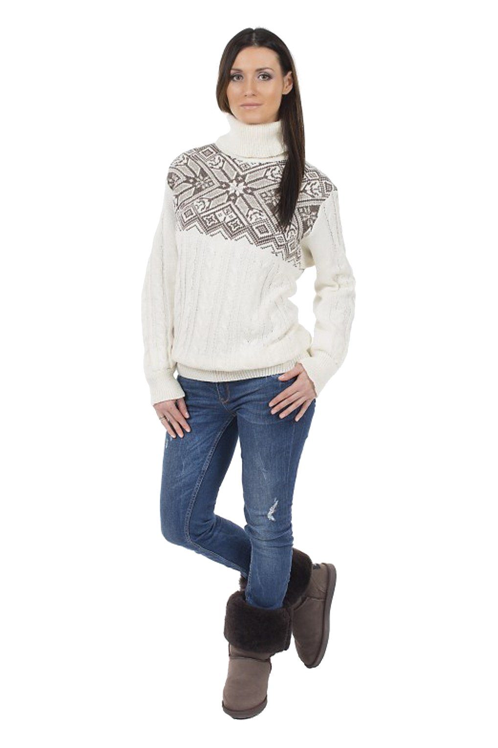 Natural Style Rollkragenpullover aus Wolle, im Norweger-Muster