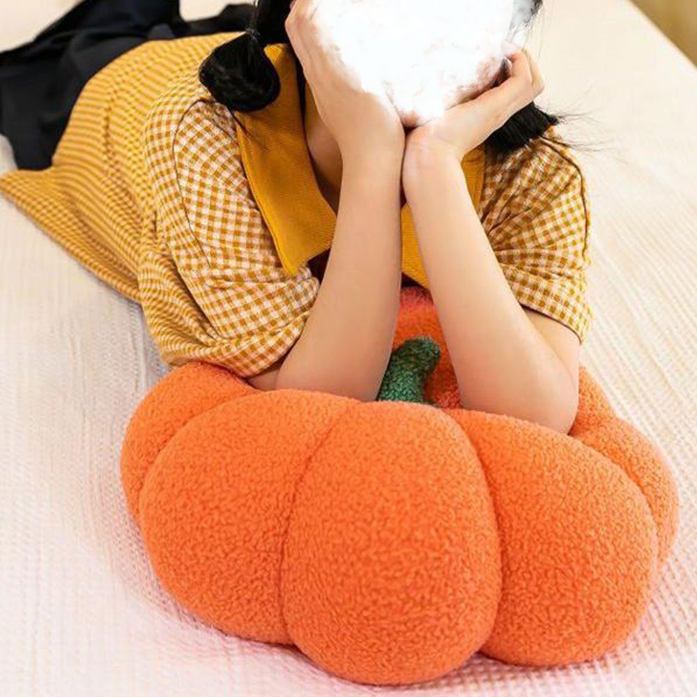 AUzzO~ Dekokissen Dekokissen gestrickte Orange 35cm weich Halloween-Kürbis-Kissen, Kissenbesätze