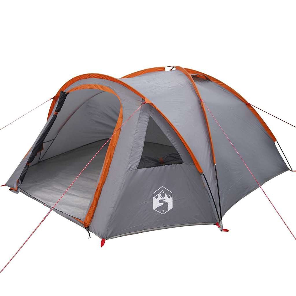 vidaXL Kuppelzelt Kuppelzelt 4 Personen Wasserdicht Grau und Orange Taft, (1 tlg)