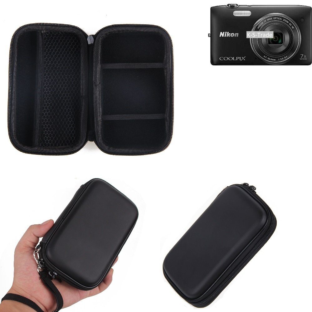 K-S-Trade Kameratasche, Kamera Tasche Hard Case Hardcase Schutz Hülle für  Kompaktkamera kompatibel mit Nikon Coolpix S3500 mit Platz für  Speicherkaten, Ersatzakku, Ladekabel -