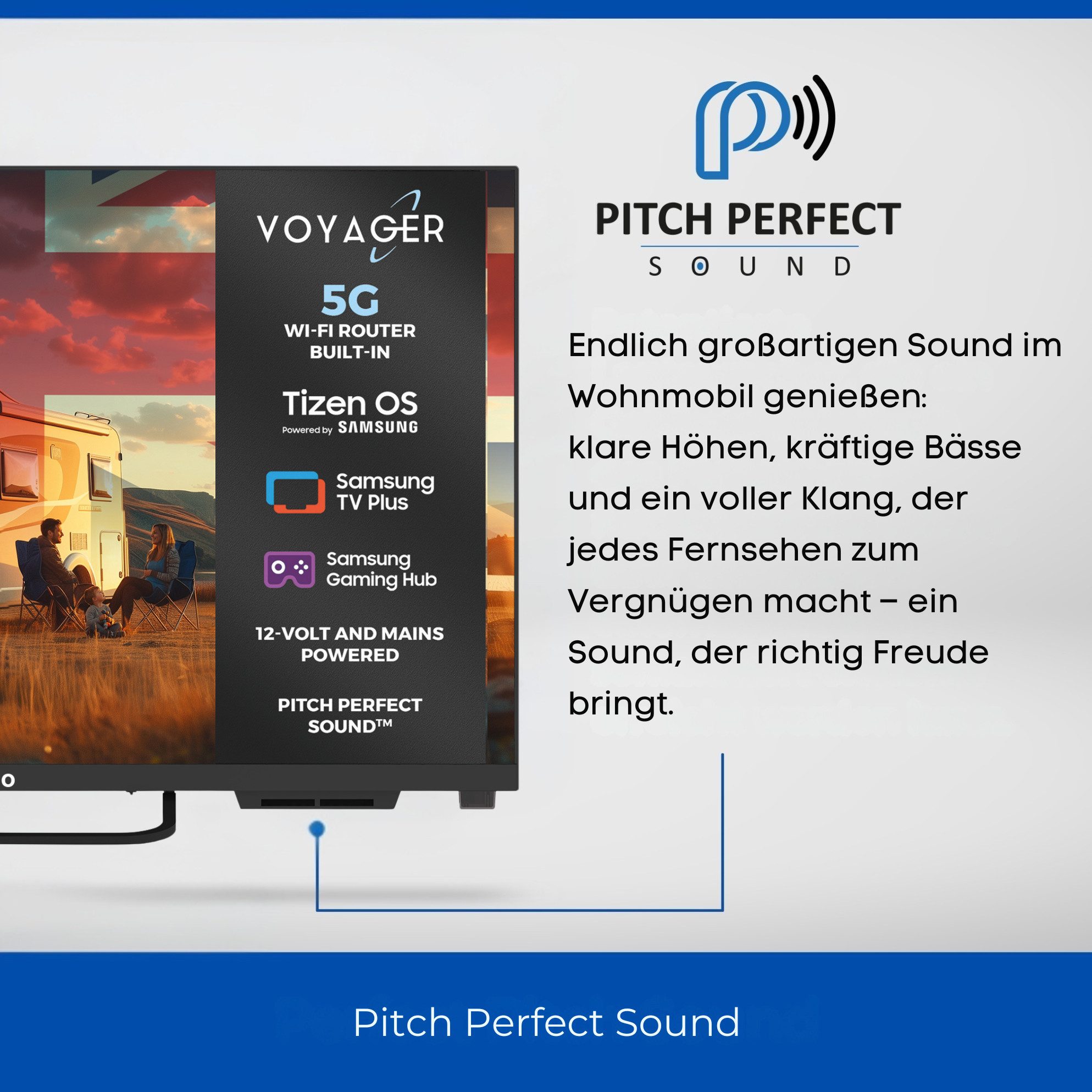 Cello 22" Voyager Traveller Tizen OS Smart‑TV mit integriertem 5G‑Router LED-Fernseher (55,88 cm/22 Zoll, Full HD, Smart-TV, WLAN, 5G‑Router integriert, Dual‑SIM Internet, Hotspot‑Funktion (bis 32 Geräte), 4× SMA für externe MIMO Antenne, Tizen OS, Pitch Perfect Sound)