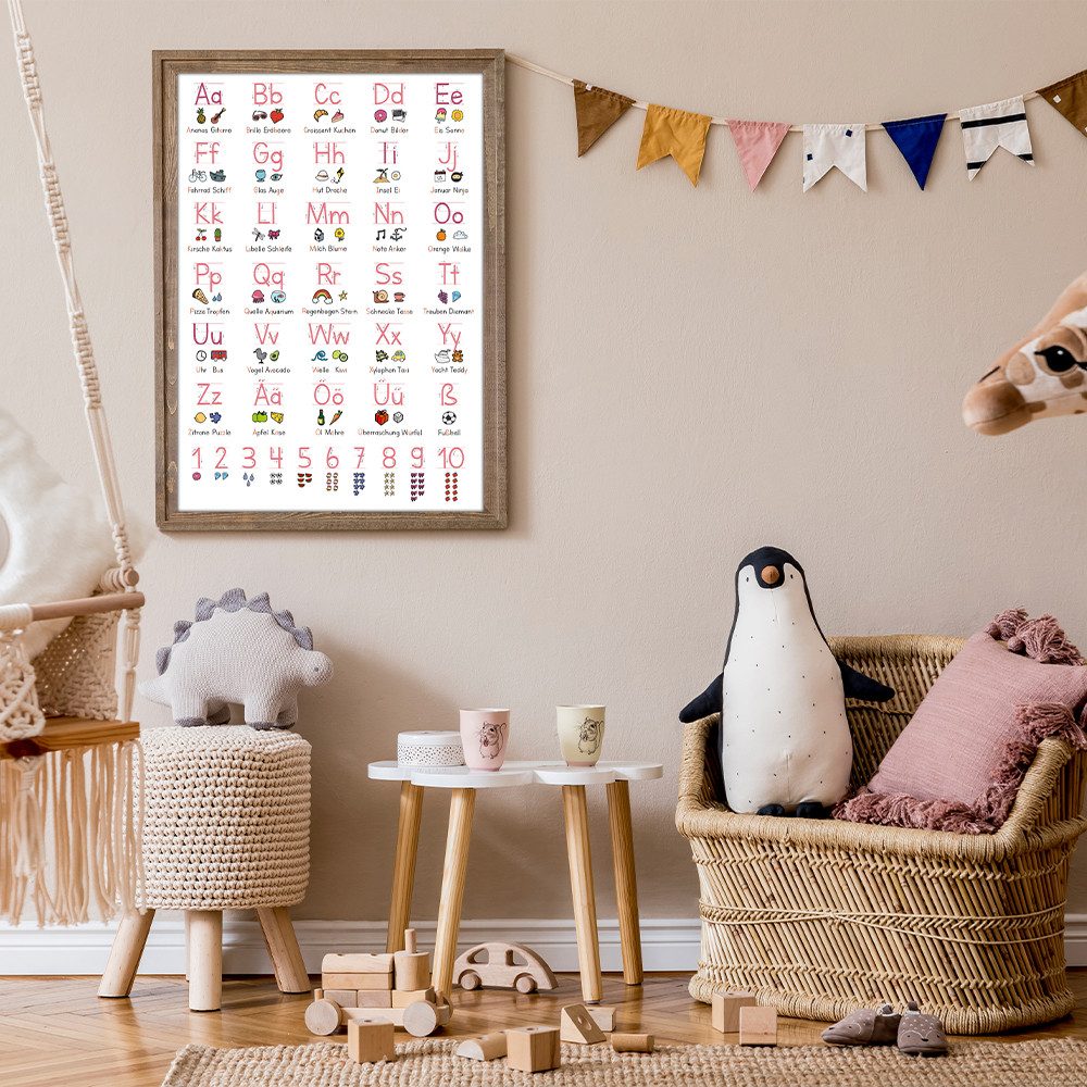 MeinBaby123® Poster Grundschrift Lernposter, ABC Alphabet Poster Kinder, Kindergarten, Grundschule, + Übungsblätter