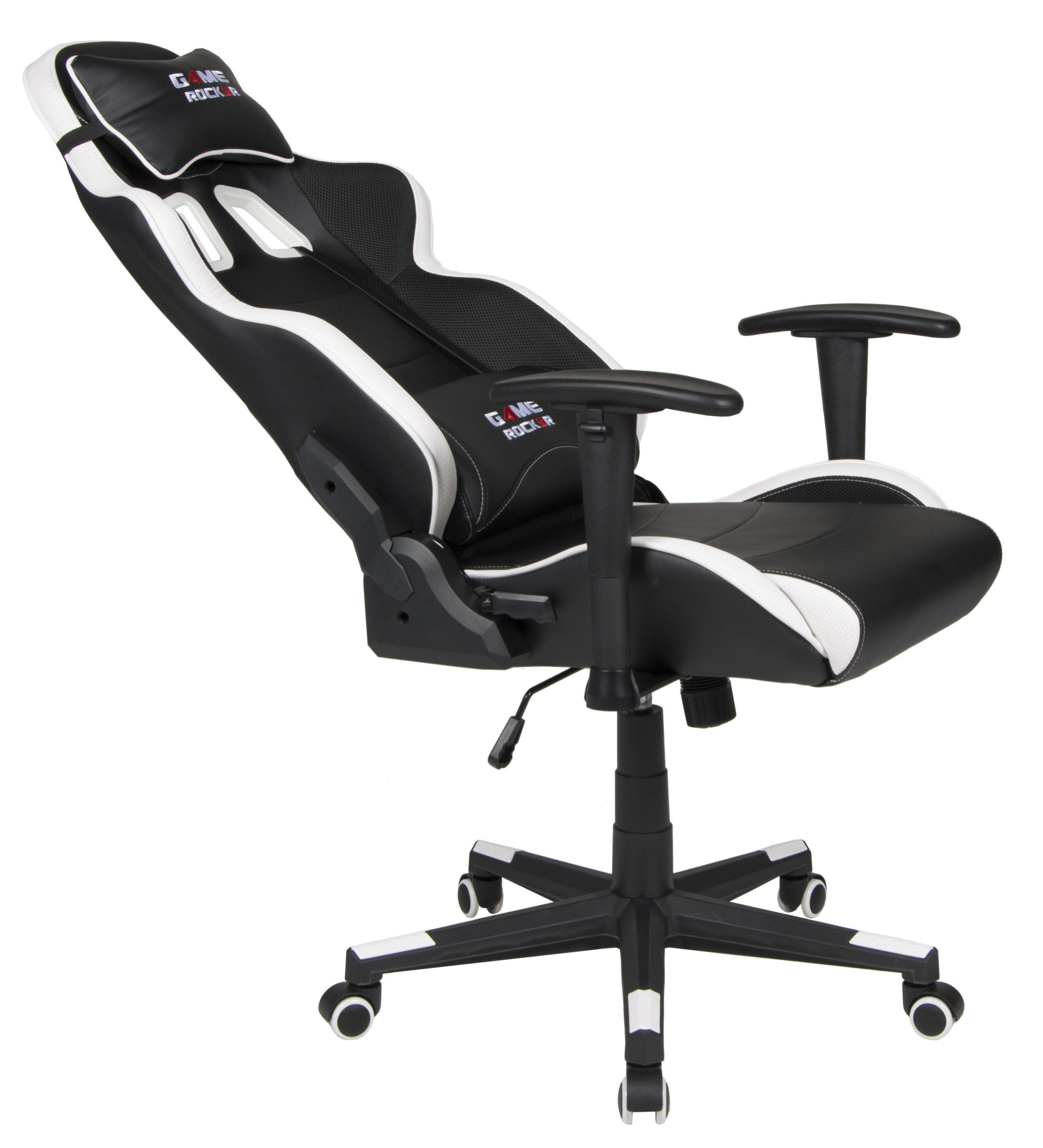 Duo Collection Gaming-Stuhl Game-Rocker, Racer-Design in schwarz / weiß - 66x128x66cm (BxHxT)