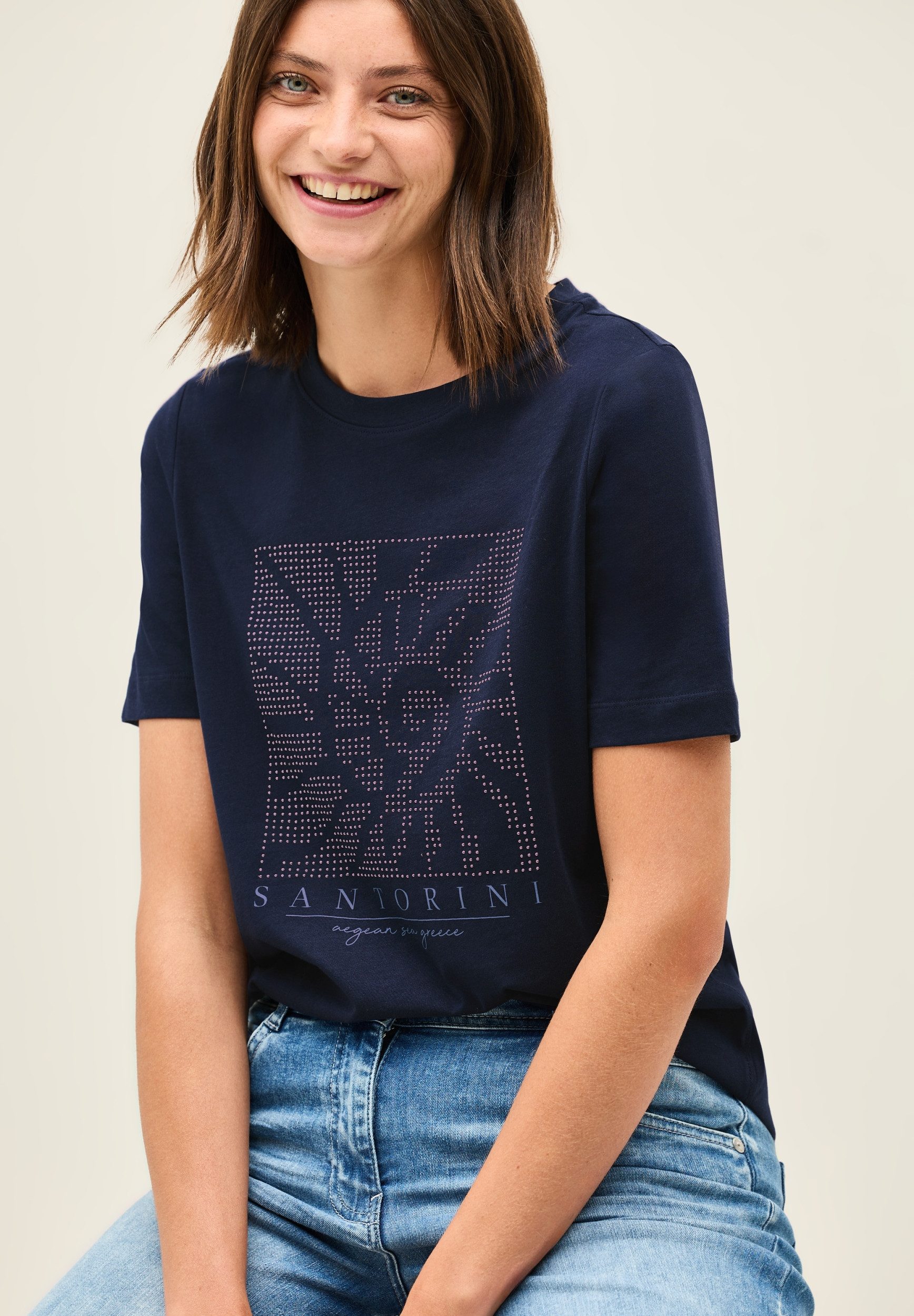 CECIL T-Shirt TOS Domestuds FP Shirt urban navy blue günstig online kaufen