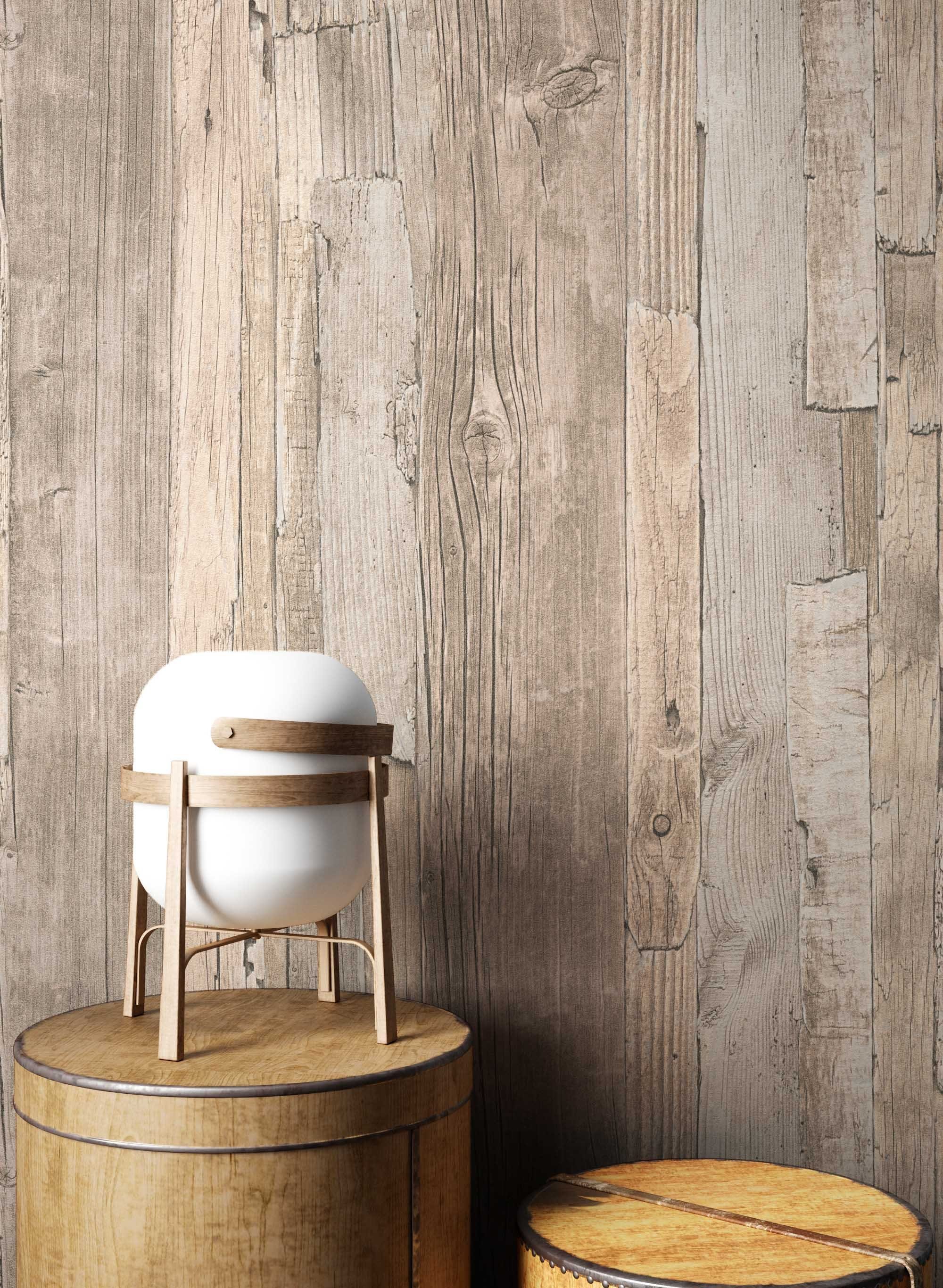 Newroom Vliestapete natur Tapete Holzwand Holzbalken,Holz,Streifen, Tapete günstig online kaufen