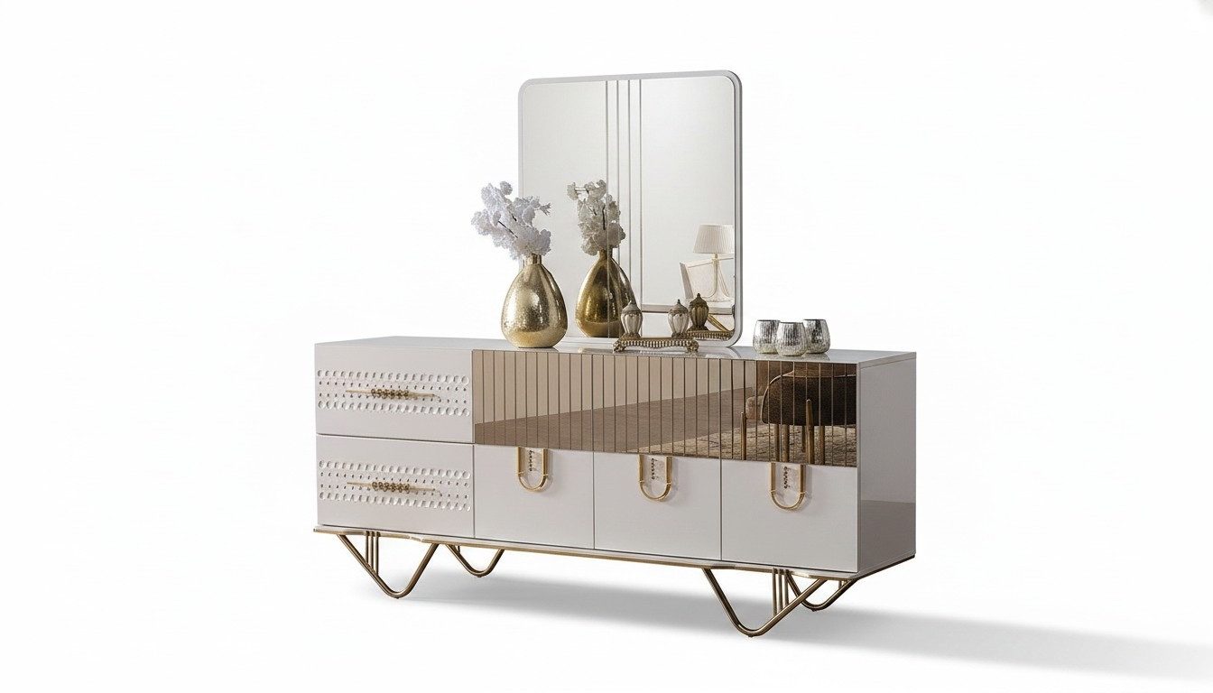 Xlmoebel Sideboard Hochglanz Anrichte aus Holz - Luxus Kommode für Ihr Zuhause (Sideboard, Anrichte ca. 194 x 42 x 83 cm), Made in Europa