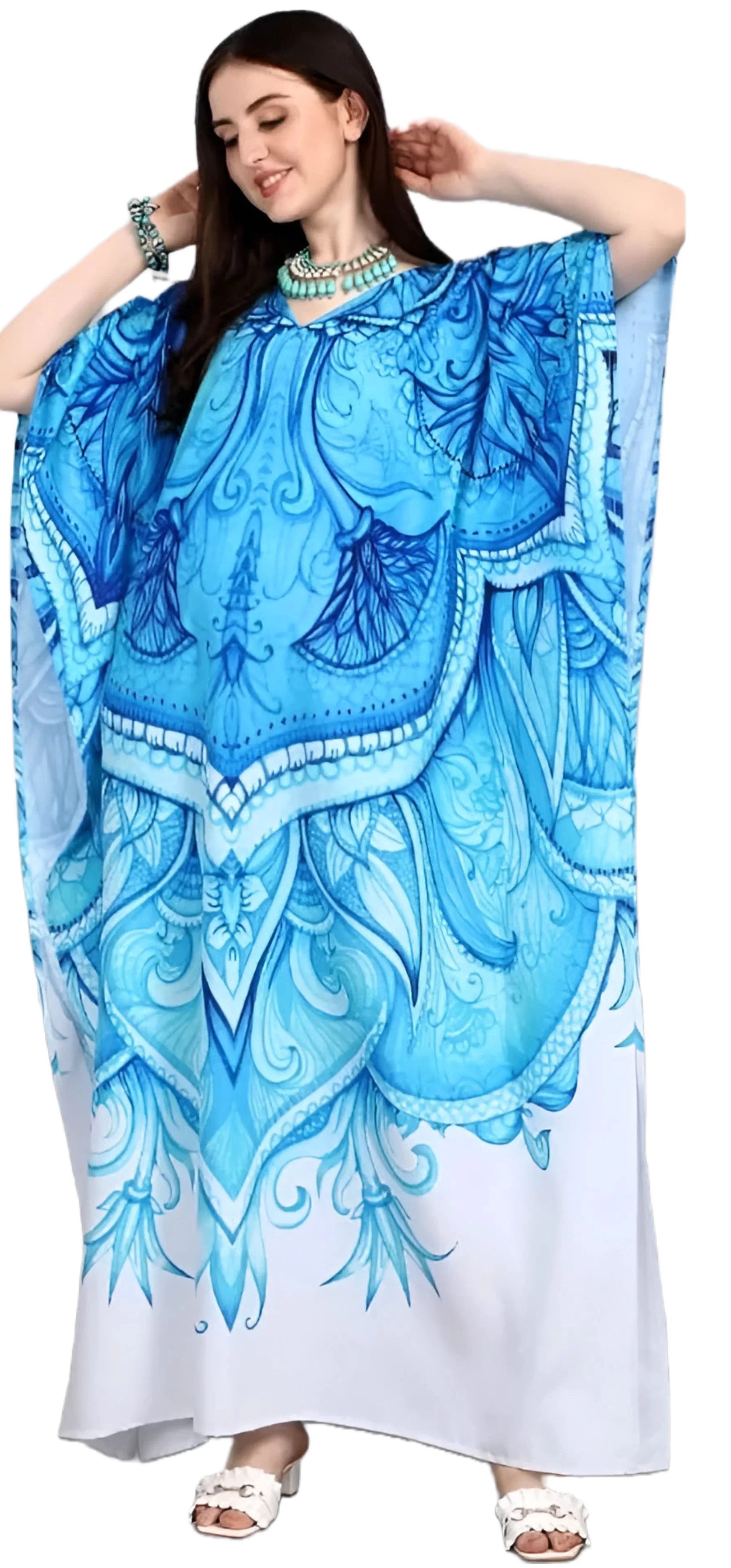 PfauGermany Kaftan CHARMING REEF Digital Printed With Stone Work