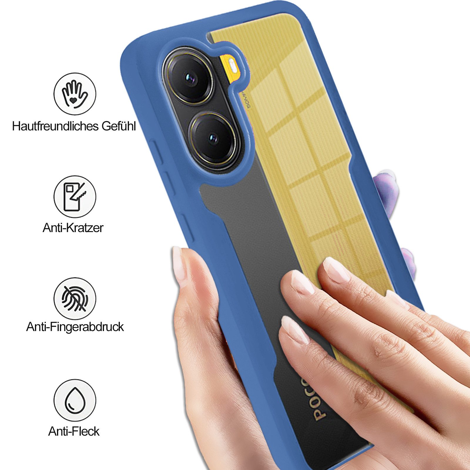 betterfon Handyhülle für Poco X7 Pro 5G 2-teiliges 360° TPU Schutzcase, Vollschutz Case mit integriertem Displayschutz und klarer Sicht