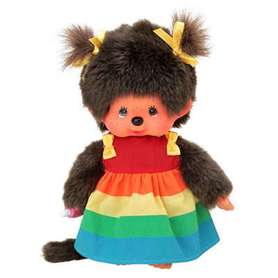 Monchhichi Plüschfigur Mädchen im Regenbogen Kleid 20 cm Monchhichi Puppe Fashion Dress