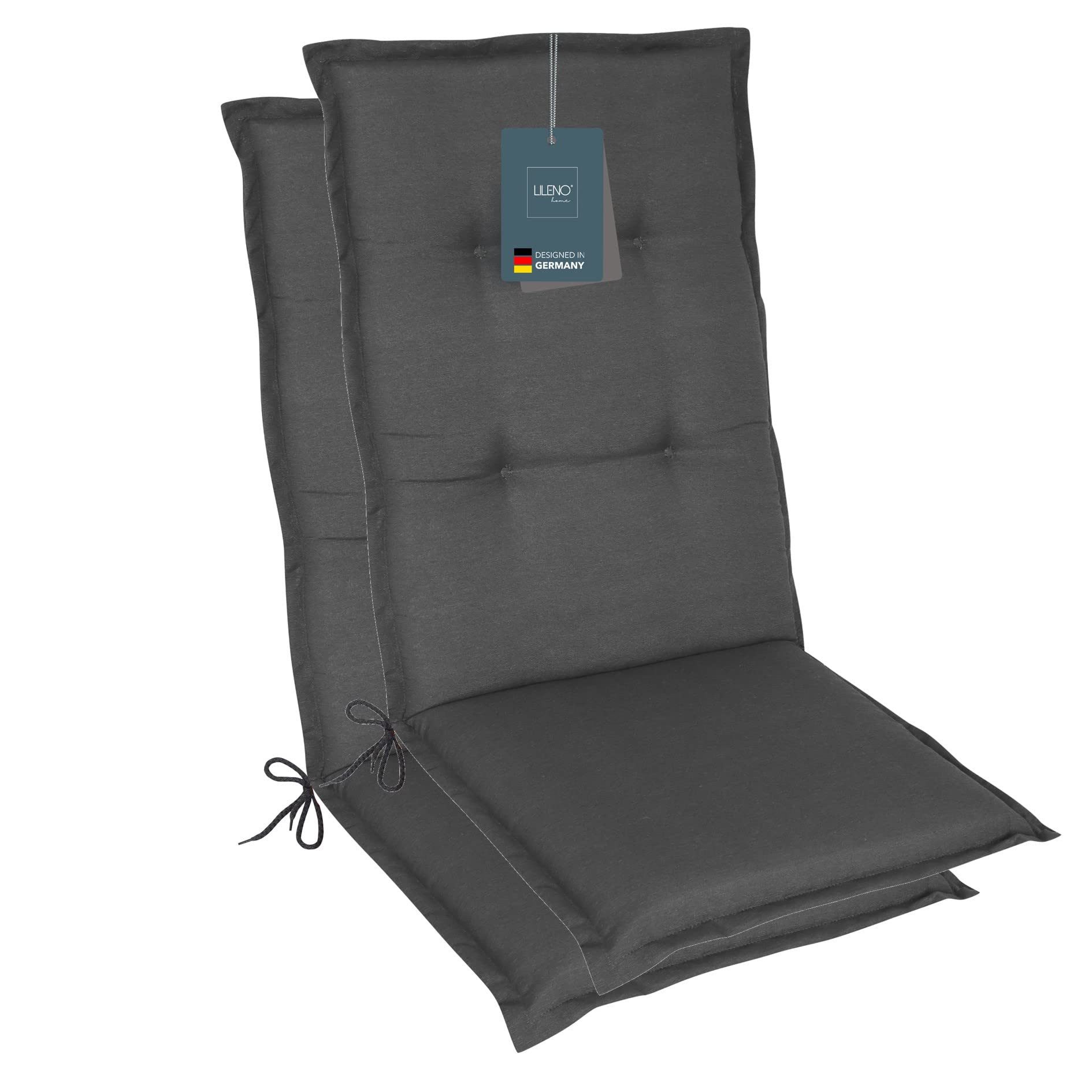 LILENO HOME Hochlehnerauflage Gartenstuhl Auflage, bequeme Sitzauflage für Gartenmöbel, Stuhlkissen, (2 St., 2er Set), Polsterauflage Uni Anthrazit, Sitzpolster für Klappstühle