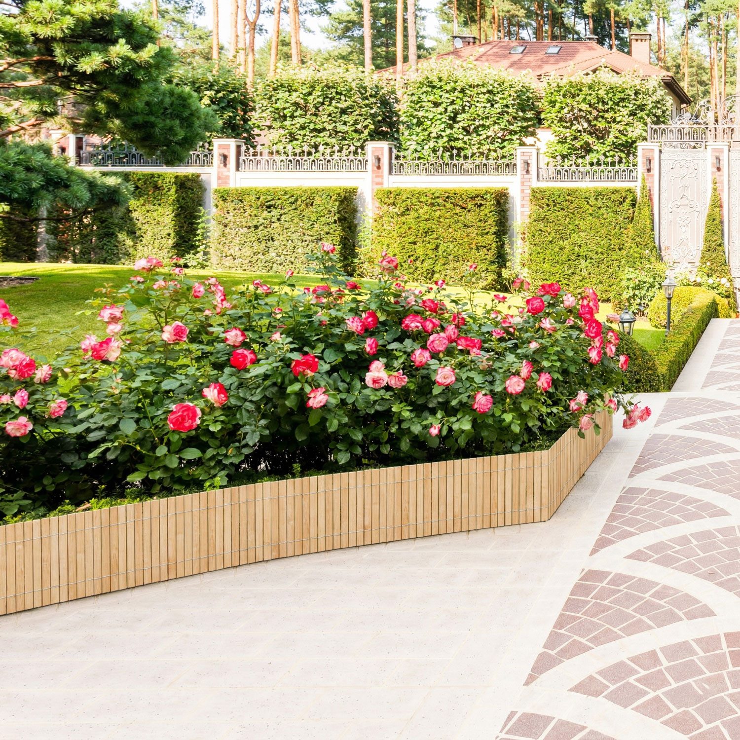 urfence Einkaufstrolley 300 x 30 cm - Flexible Beeteinfassung Bambus Rollborder, Natürliche Holz Beetumrandung - Rasenkante Bambusholz