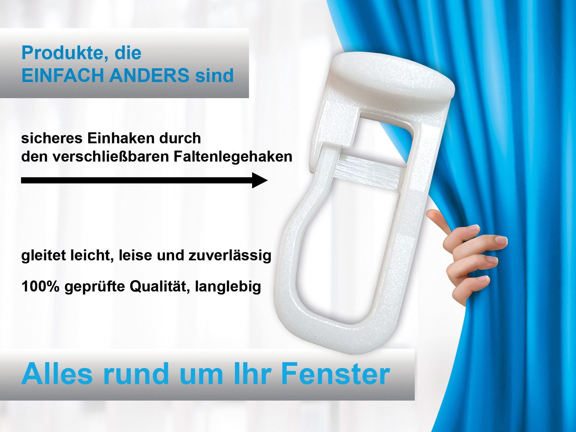 dekondo Gardinengleiter Faltengleiter/Universalgleiter mit Flachkopf 11x9 mm, für Gardinenschienen mit 4-6 mm Laufnut/Profilschlitz, (100-St), mit verschließbar – Bild 5 von 5