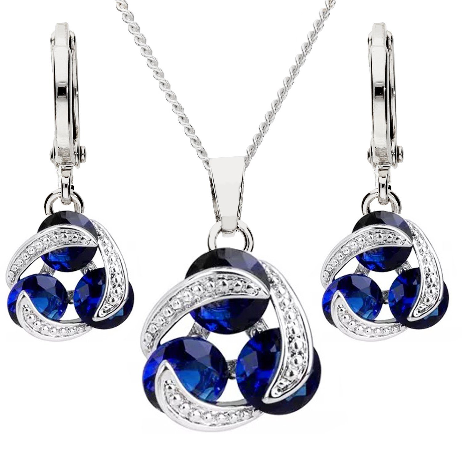 LÖB Ohrring und Ketten Set Halskette Creolen Set Ring Anhänger Kette Zirkon günstig online kaufen