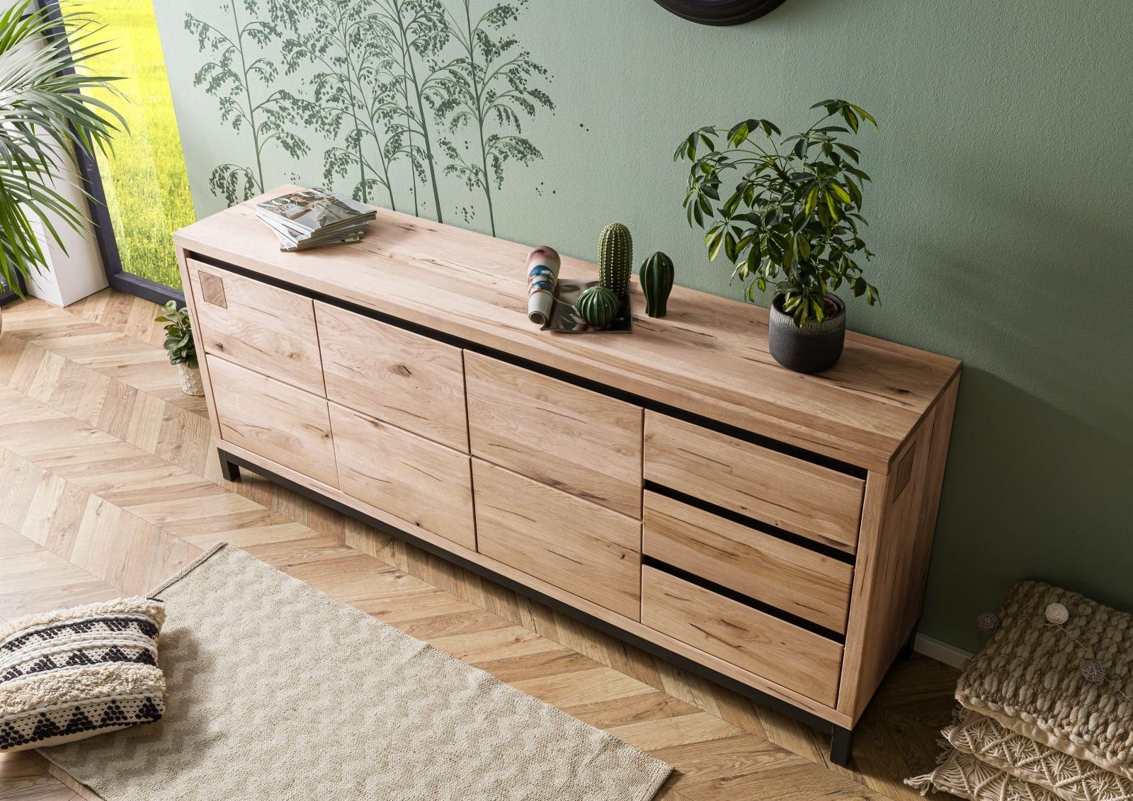 Massivmoebel24 Sideboard (Sideboard Wildeiche 210x45x85 bianco günstig online kaufen