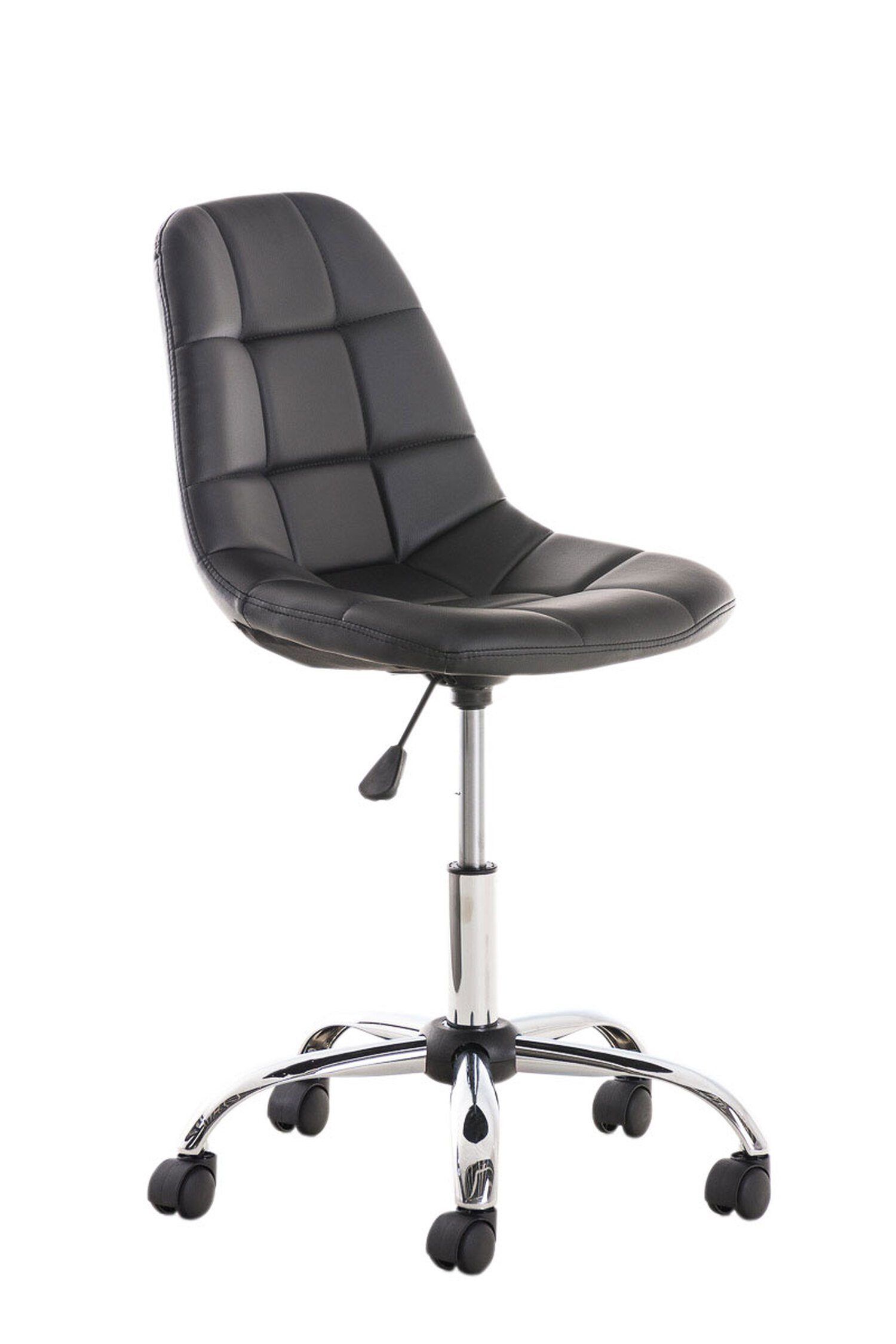 TPFLiving Bürostuhl Emily mit bequemer Rückenlehne - höhenverstellbar und 360° drehbar (Schreibtischstuhl, Drehstuhl, Chefsessel, Konferenzstuhl), Gestell: Metall chrom - Sitzfläche: Kunstleder schwarz