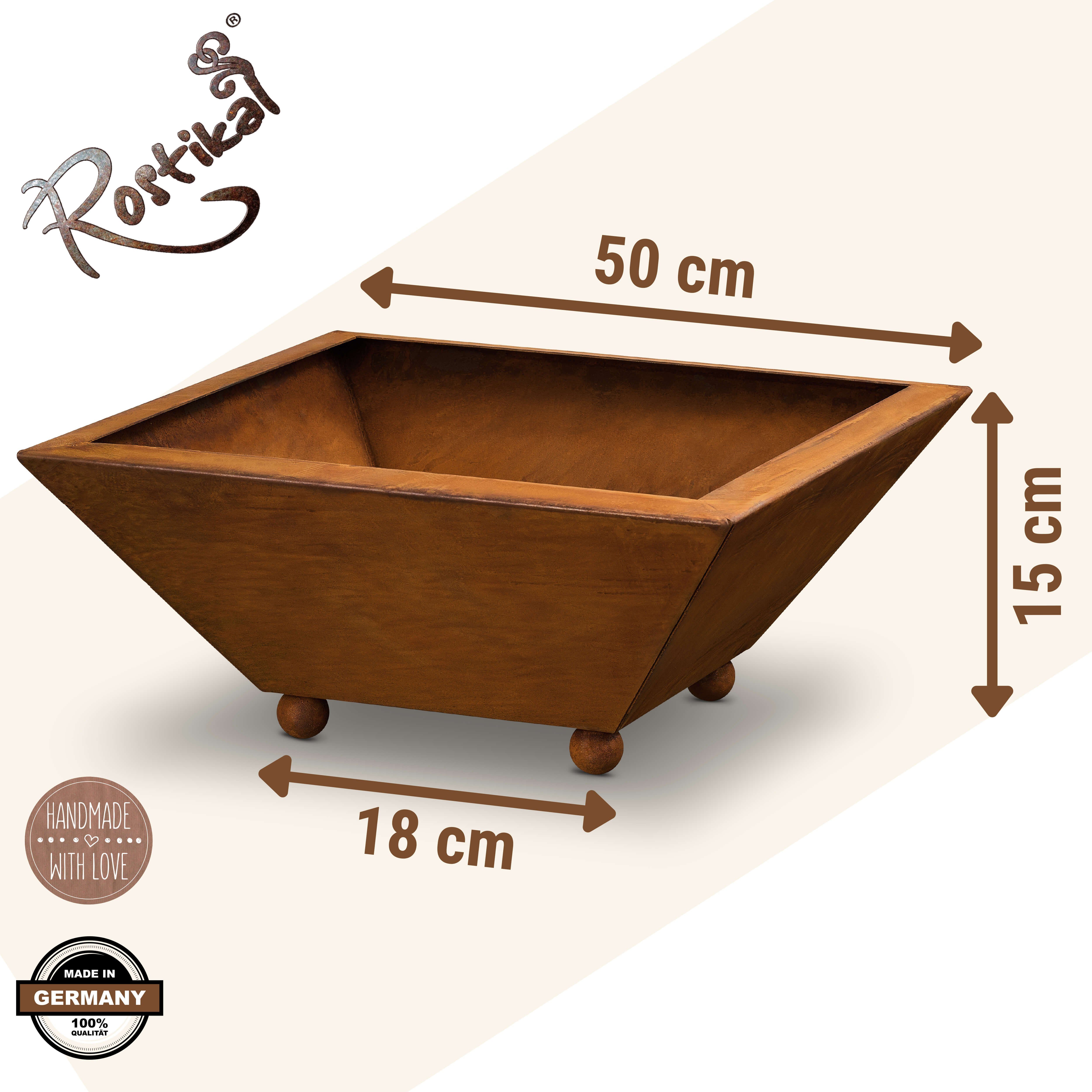 Rostikal Dekoschale Edelrost Deko Pflanzschale 50 x 50 cm, echter Rost günstig online kaufen