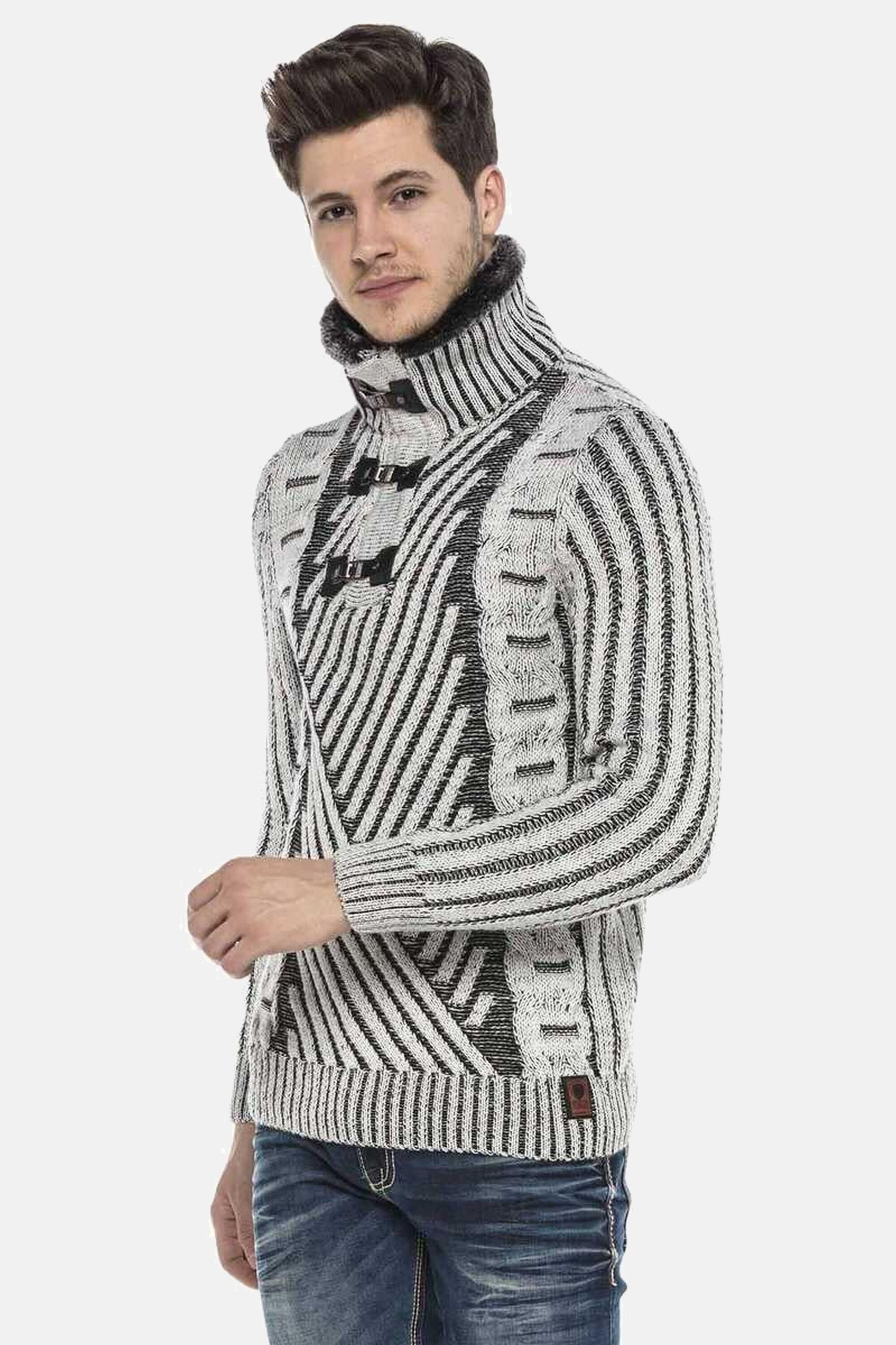 Cipo & Baxx Strickpullover "Pullover" 1 Stk. tlg. mit Schnallenkragen, CP21 günstig online kaufen
