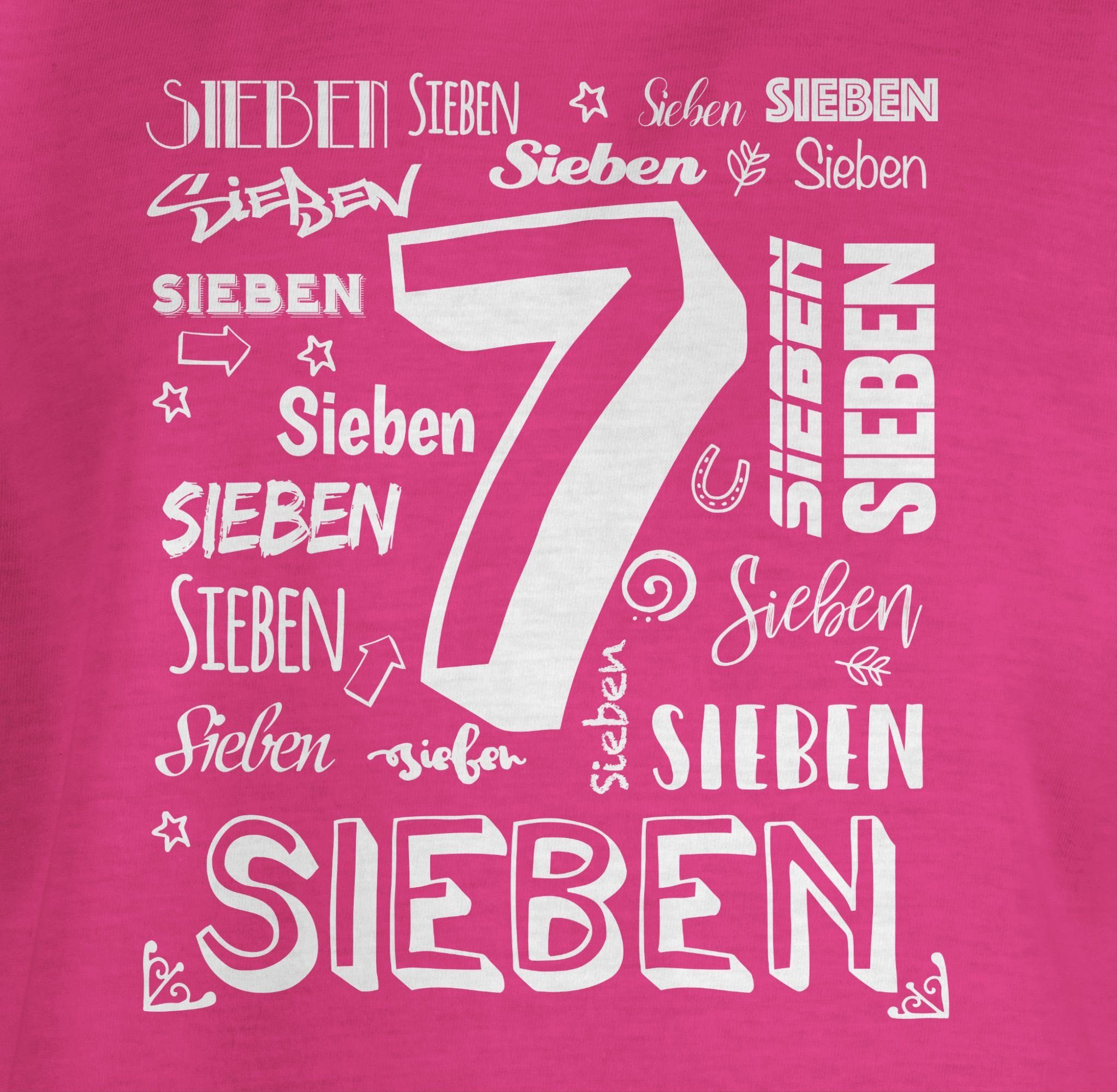 Zahlen 7. T-Shirt Geburtstag Shirtracer 1 Fuchsia Siebter