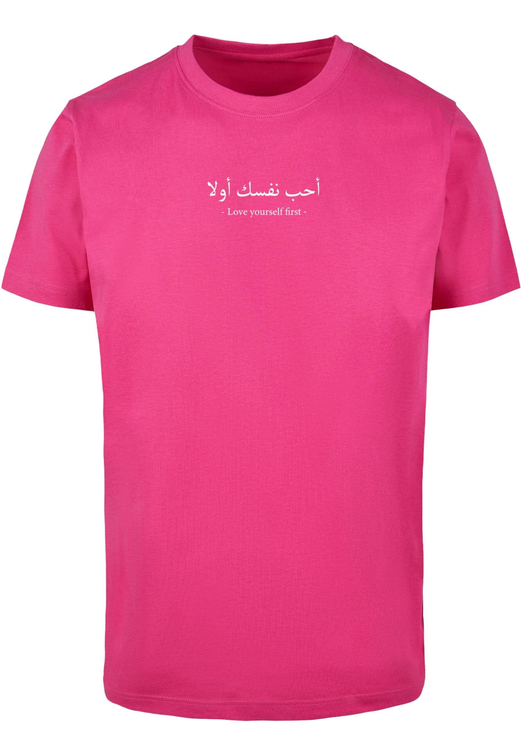 Round T-Shirt hibiskuspink First T-Shirt Herren (1-tlg) Yourself Merchcode Love Neck