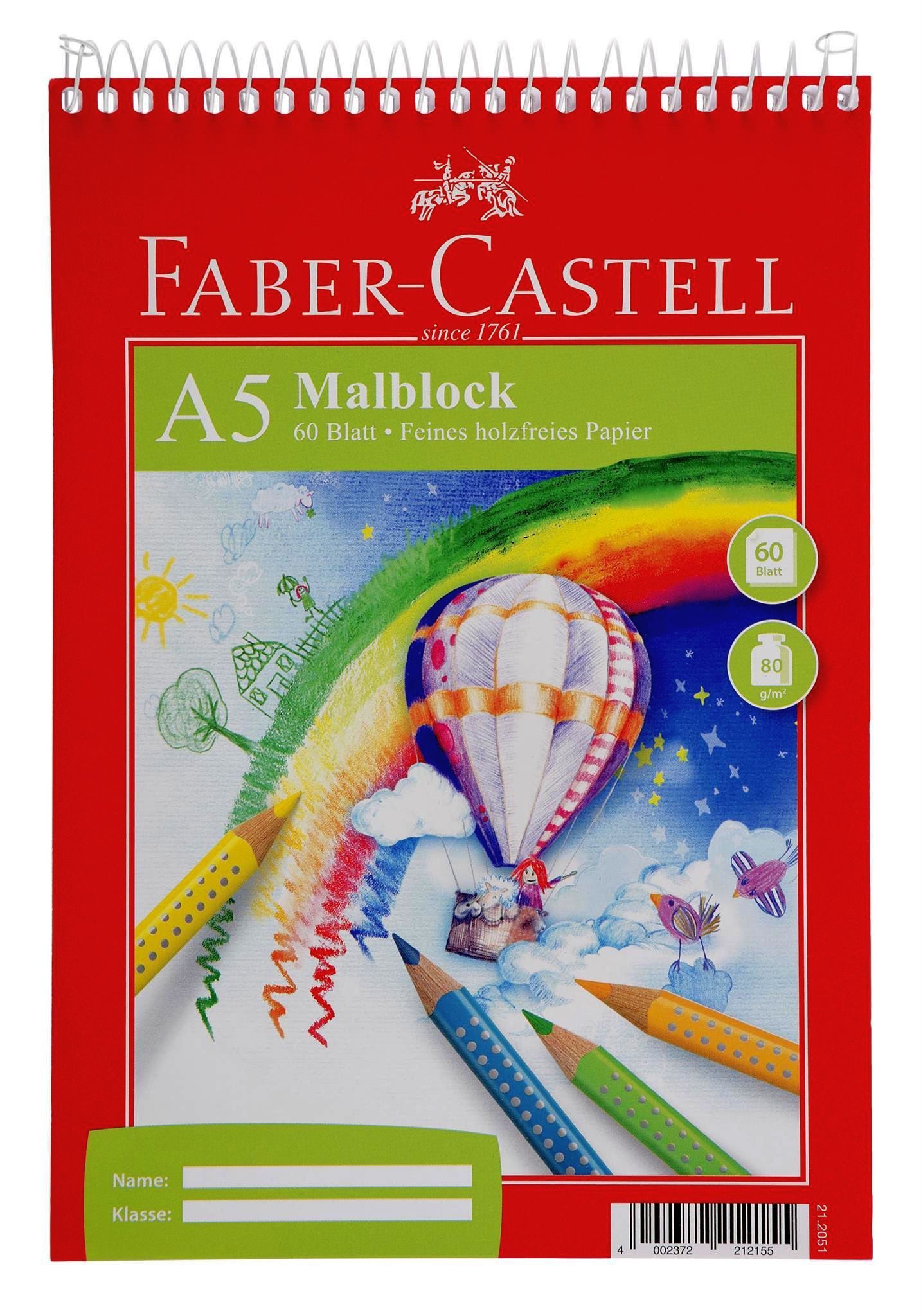 Faber-Castell Zeichenpapier Faber Castell Malblock A5 60 Blatt 80g/m²