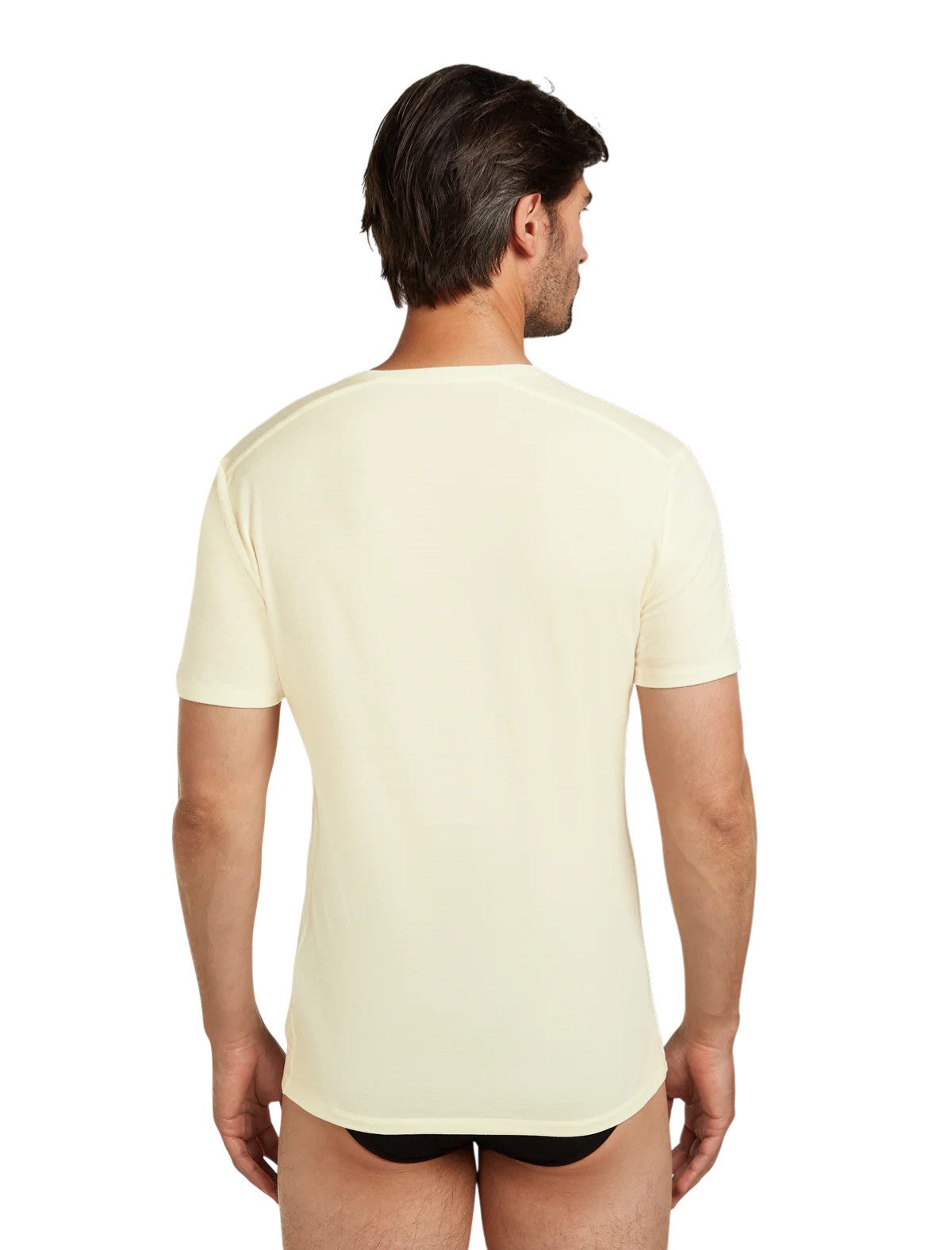 Icebreaker T-Shirt Unterwäsche Anatomica SS mit V-Ausschnitt (Merinowolle) gelbweiss