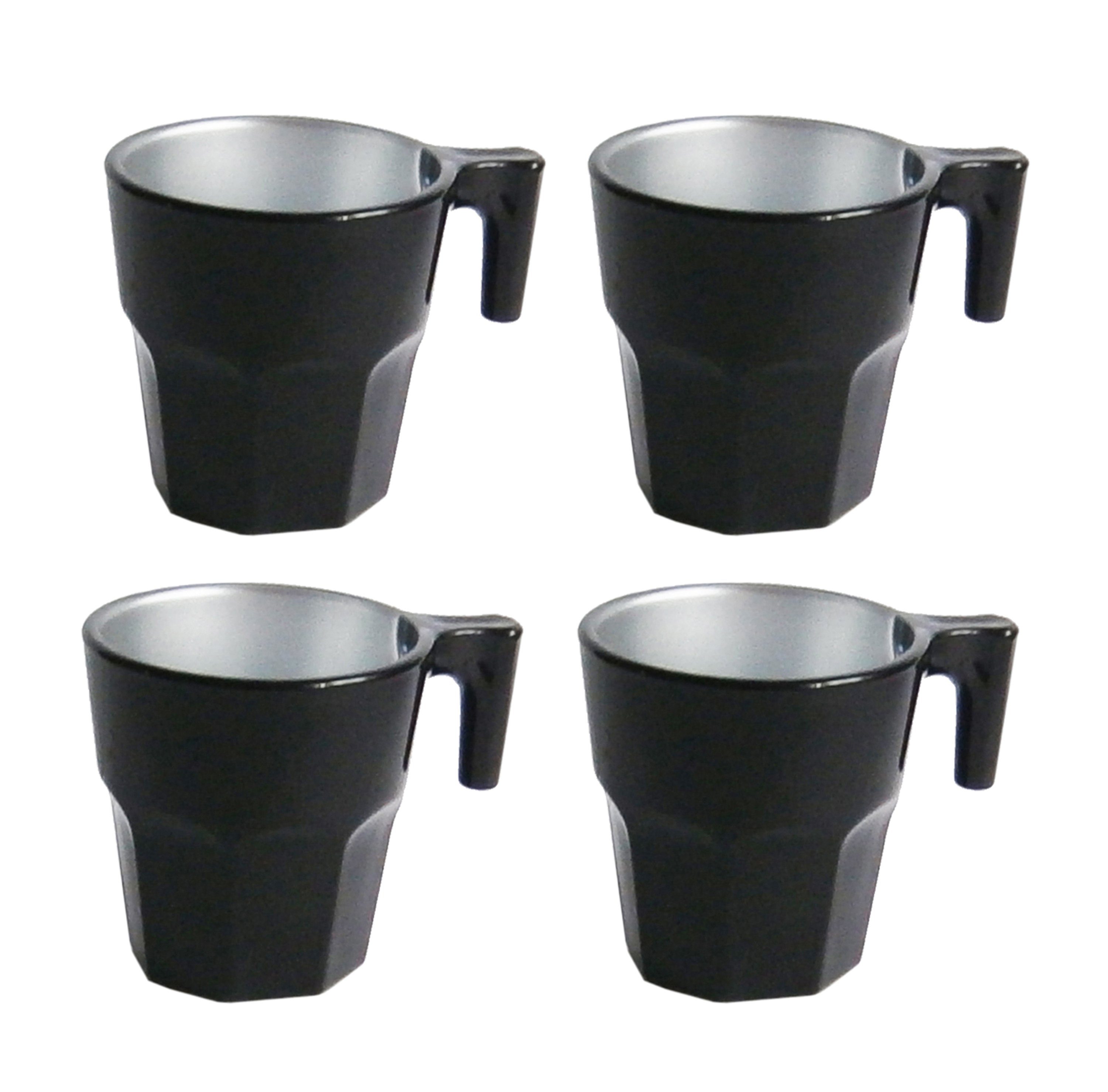 Tasse 4x KAFFEETASSE Glas Kaffeebecher Henkel Casablanca Tasse Becher Metallic (Schwarz-Metallic), Tee 50 mit