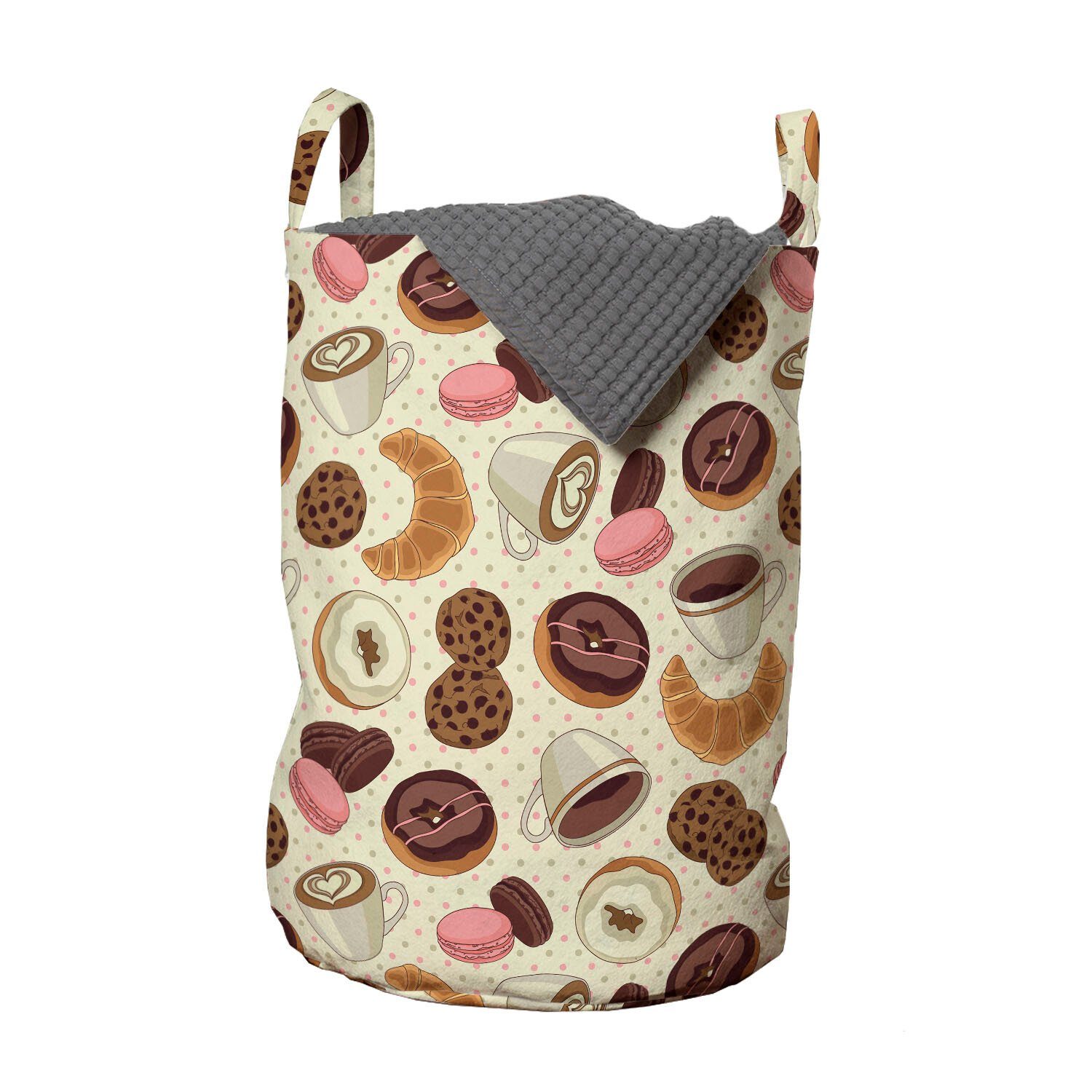 Abakuhaus Wäschesäckchen Wäschekorb mit Dessert Kaffee-Kunst Griffen Donuts für Kordelzugverschluss und Waschsalons