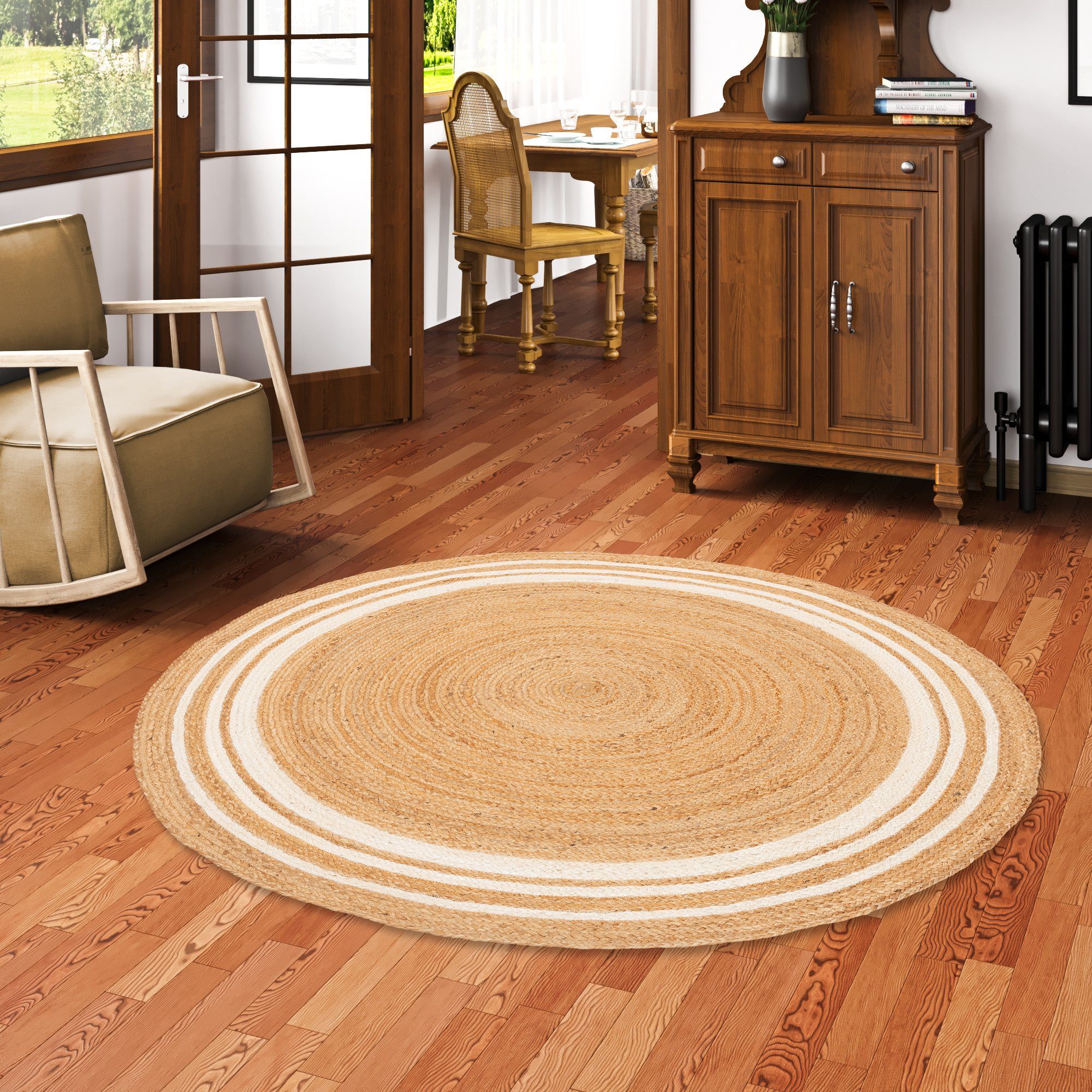 Pergamon Sisalteppich Naturfaser Teppich Jute Salsa Streifen Rund, Rund, Hö günstig online kaufen