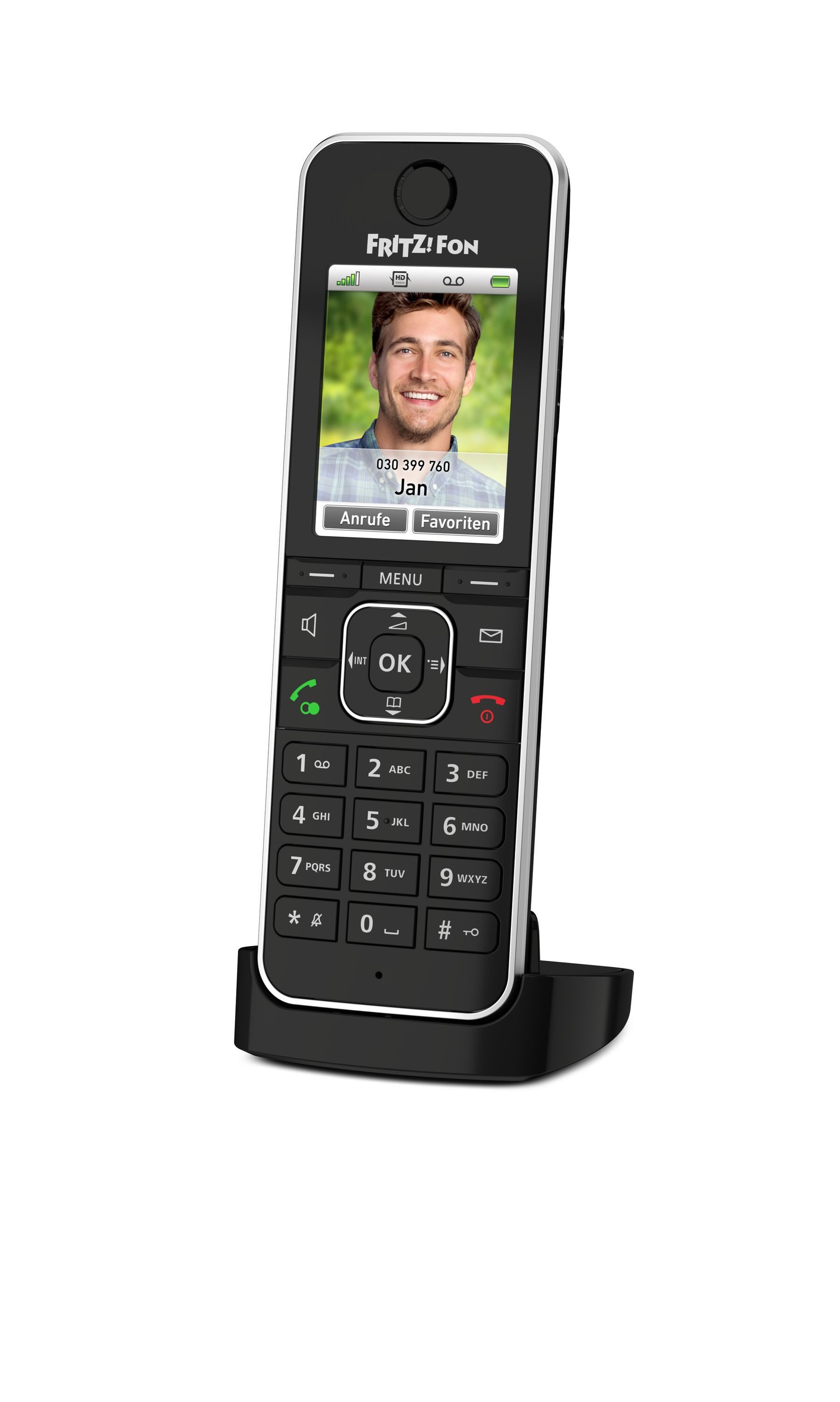 Fritz! FRITZ!Fon C6 schwarz Schnurloses DECT-Telefon (Mobilteile: 1, GAP, DECT, HD-Telefonie, 2,2" Farbdisplay, Smart Home, Headset, DECT Eco)