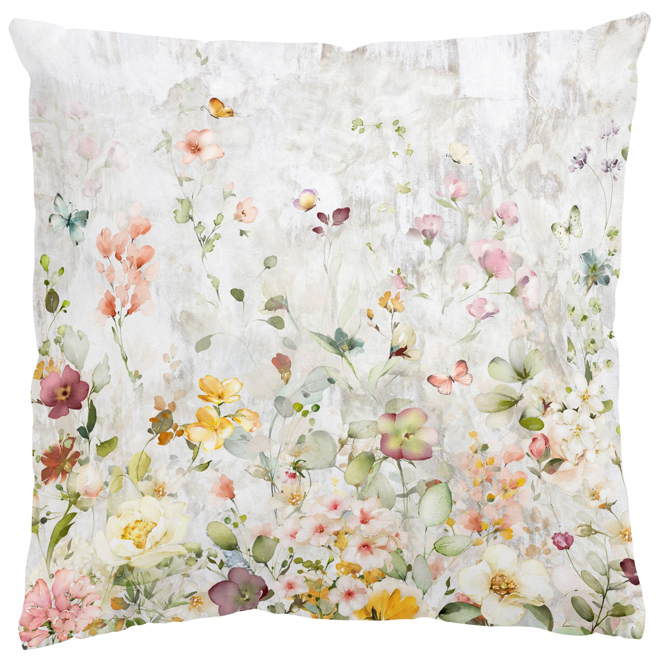 Bilderdepot24 Dekokissen drinnen Kissenhülle/ Sofakissen/ Zierkissen Kissenhülle bunt Blumen In, Bezug Steinoptik mit / ohne Füllung Zierkissen Outdoor Sofa Bett