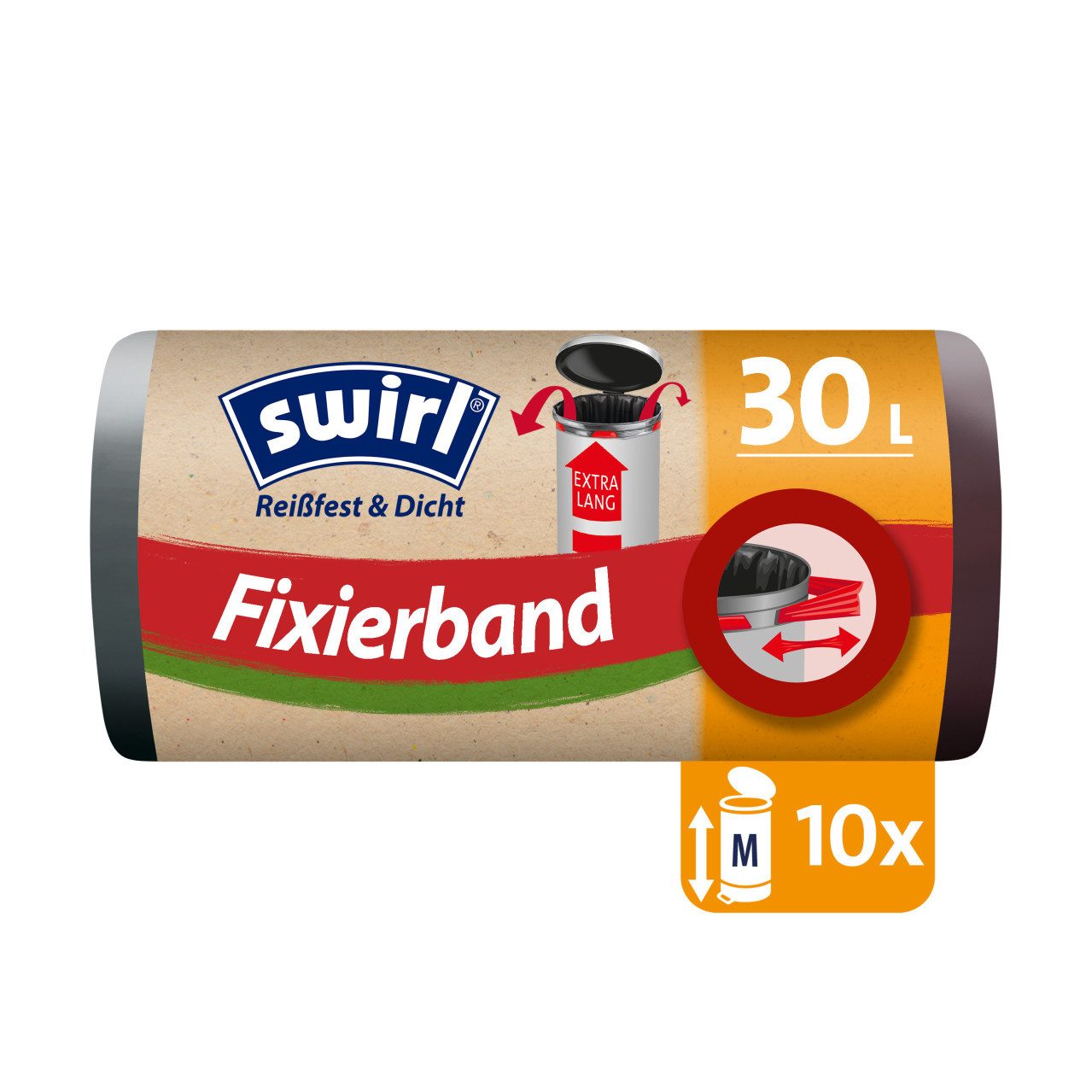 Müllbeutel Swirl® Fixierband-Müllbeutel XL 30 L Reißfest &