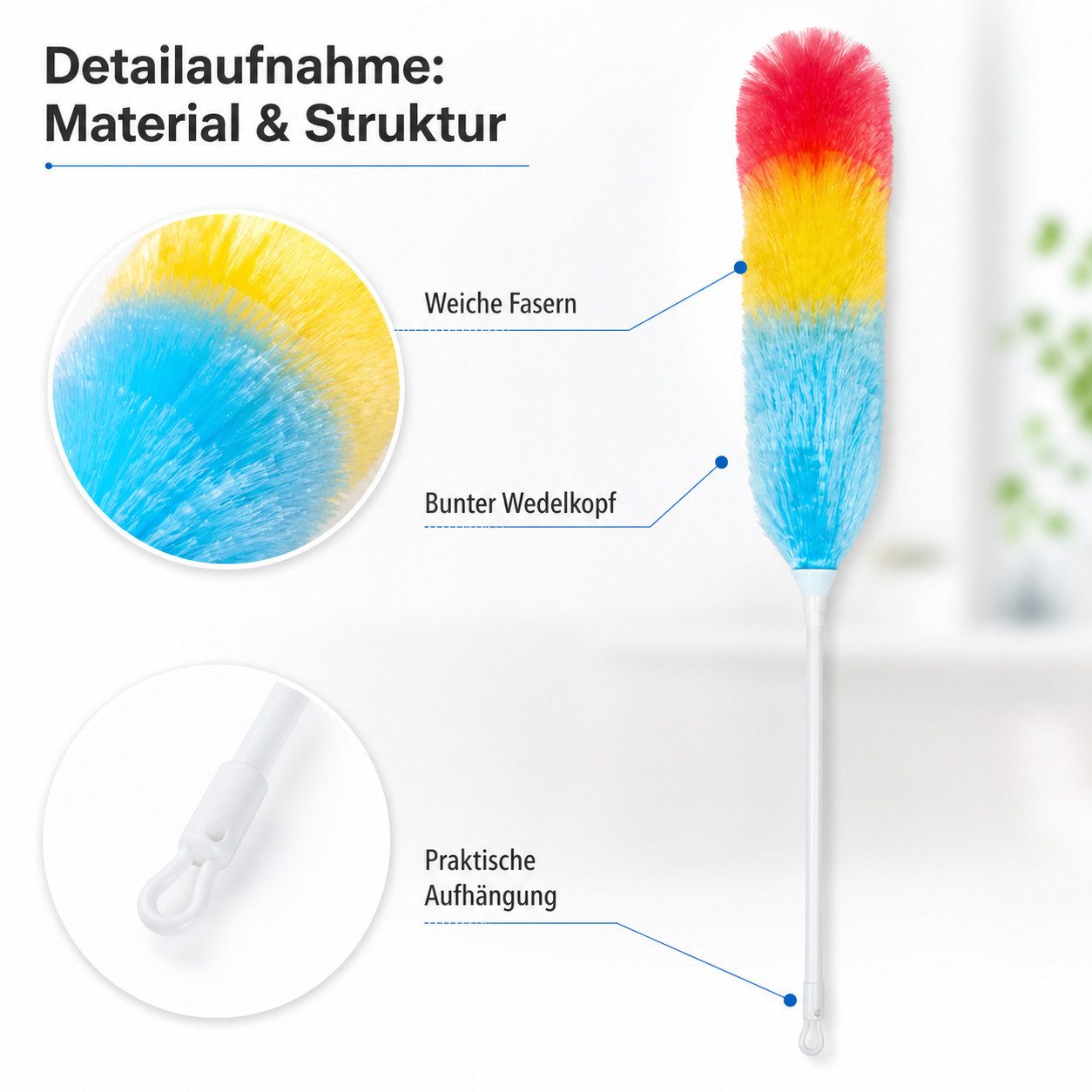 ReWu Staubwedel Staubwedel 57 cm bunt mit Aufhängung, mit Aufhängung