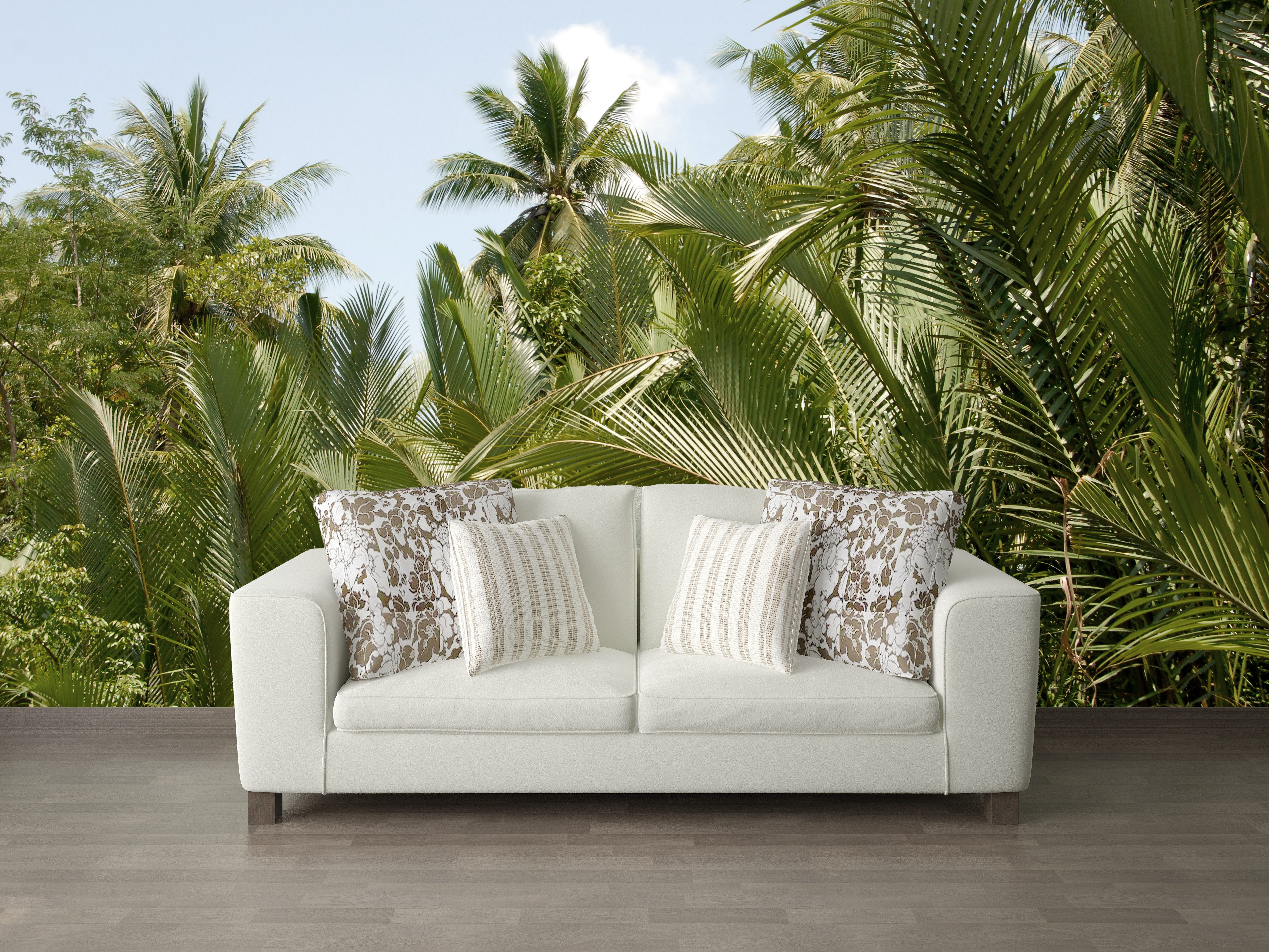 queence Fototapete Dschungel, glatt, Motiv, bedruckt, natürlich, realistisch, (4 St), Wandpaneele, selbstklebend, Tapete, Sticker, Wanddeko, XXL-Fotomotiv