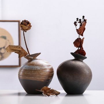 RAIKOU Dekovase Vase, Tonvase Clay, Blumenvase, Zimmerdekoration, Kugelform (set, 3 St), handgergertigt