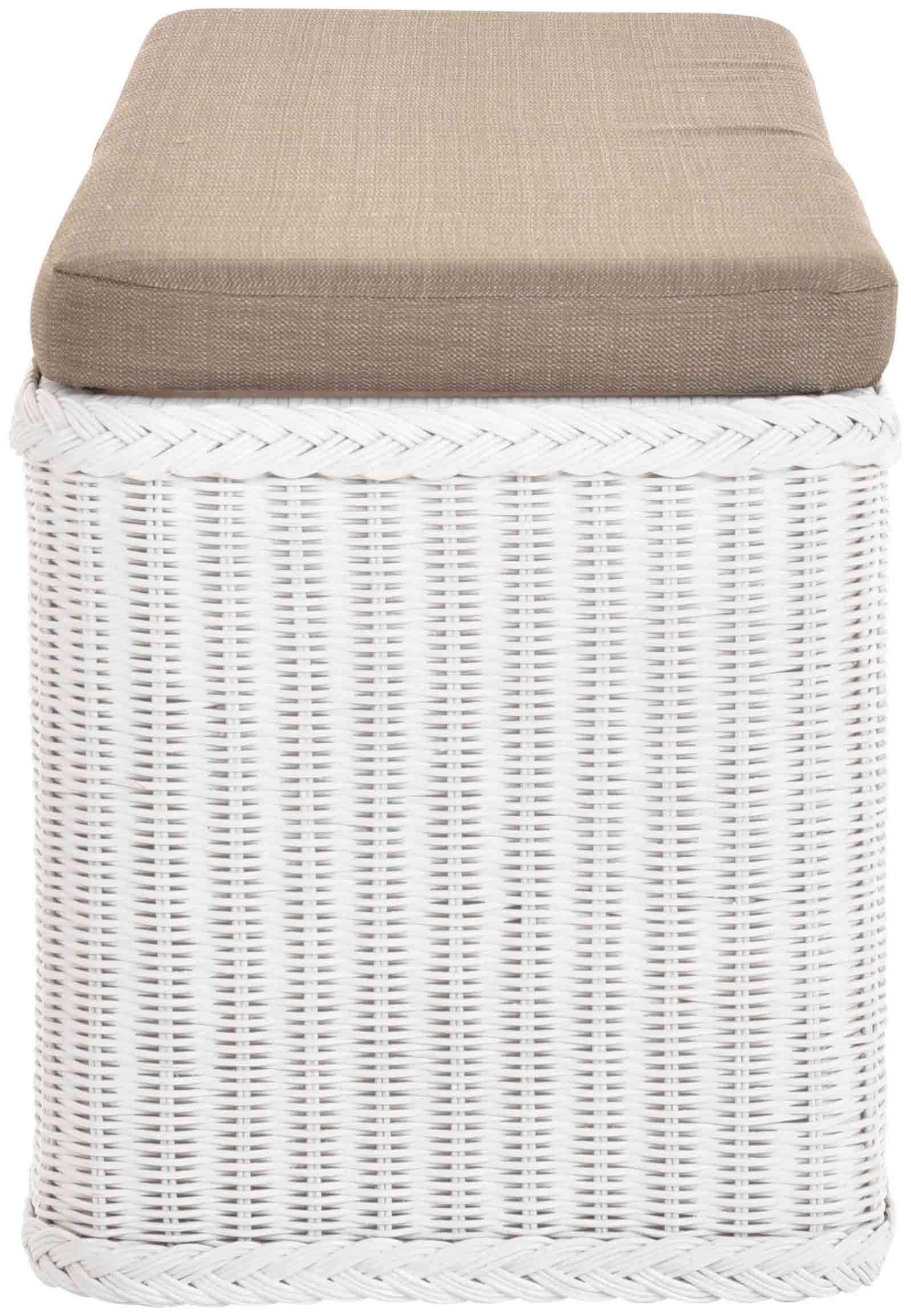 Krines Home Sitztruhe Breiter Rattan Wäschekorb 115cm mit Deckel Wäschetruhe XXL Sitzbank, schmal Flur Bank Sitzhocker Wäschesammler Sitz-Truhe Natur Rechteckig