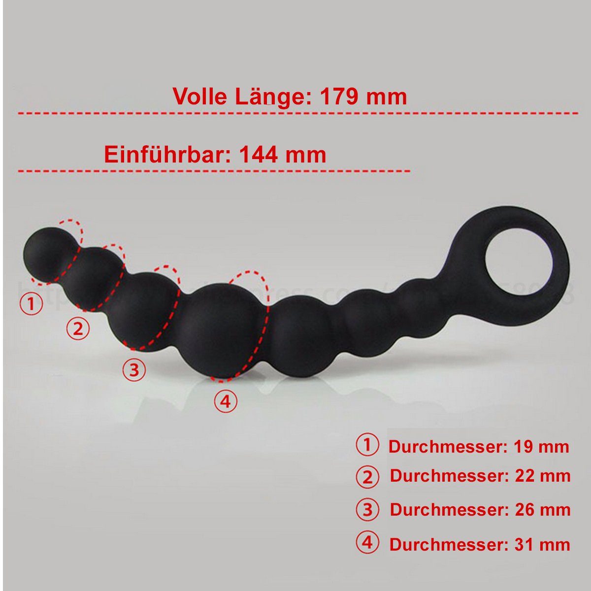 TPFSecret Analkette für und ergonomische mit Kugeln, 7 Farbe: 17,9cm Männer unterschiedlichem Durchmesser und Lila Kugelkette, Frauen, Anal 