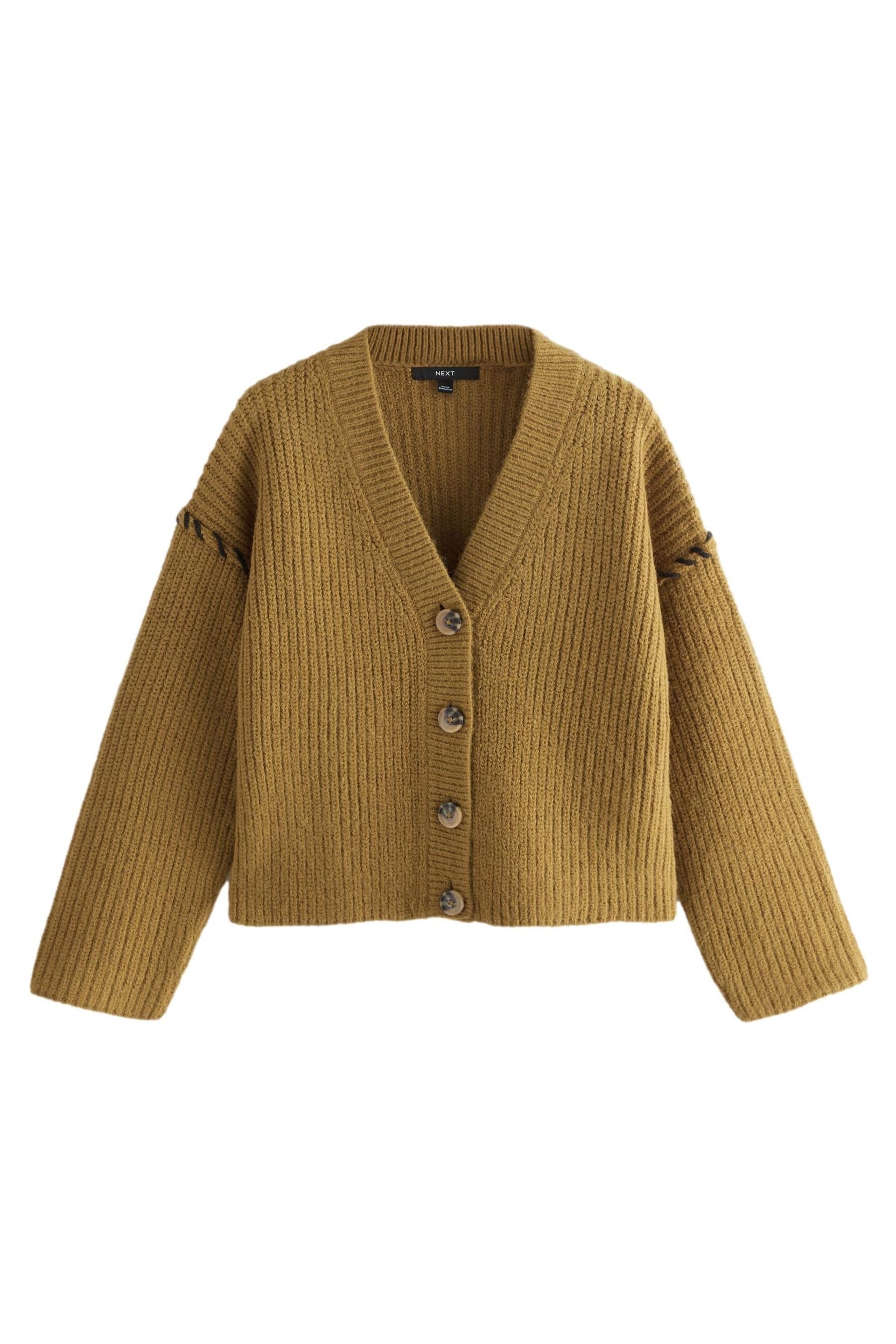 Strickjacke Strickjacke mit V-Ausschnitt und Konstrastnähten