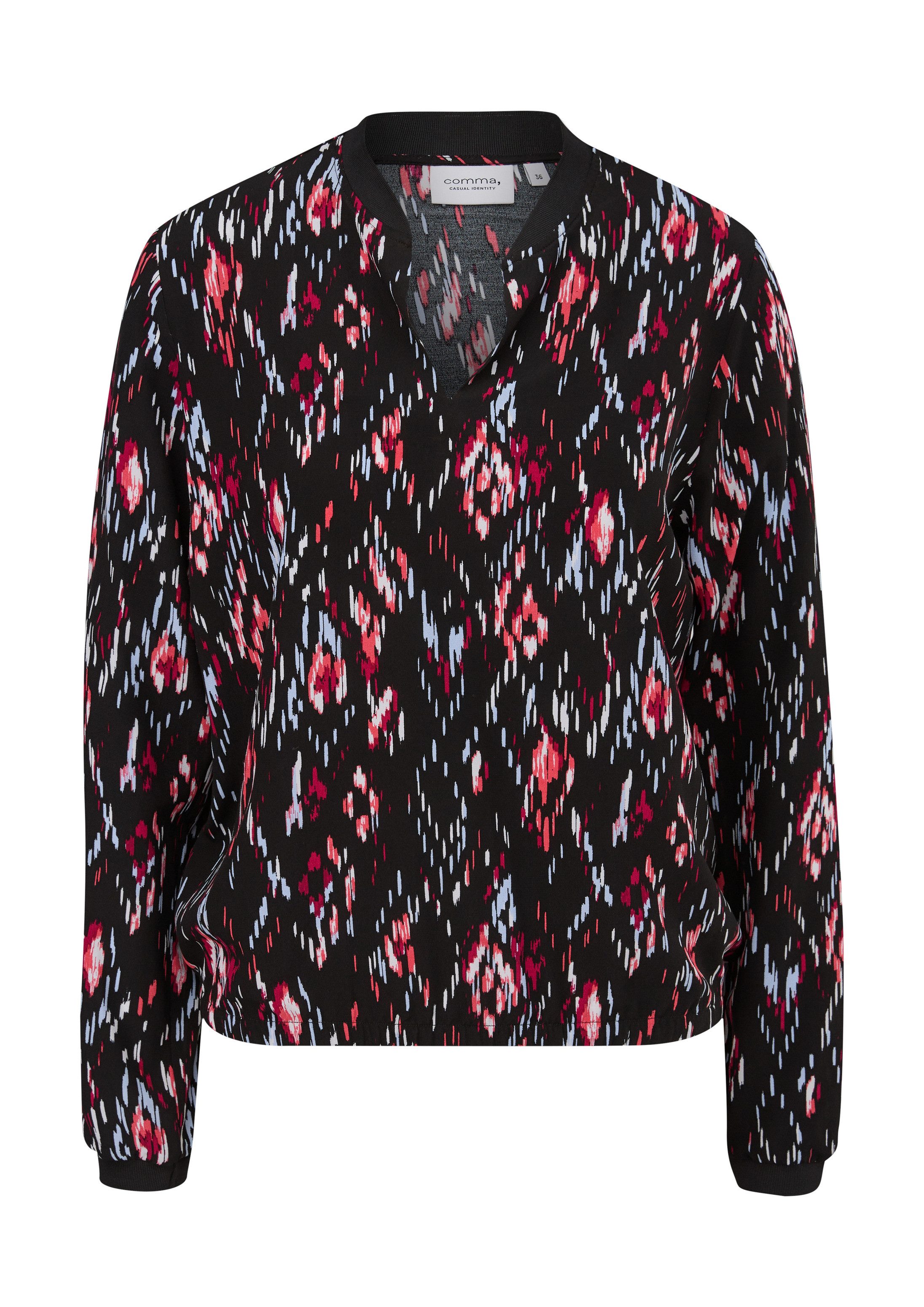 comma Langarmbluse Bluse Crêpe-Bluse aus Viskose