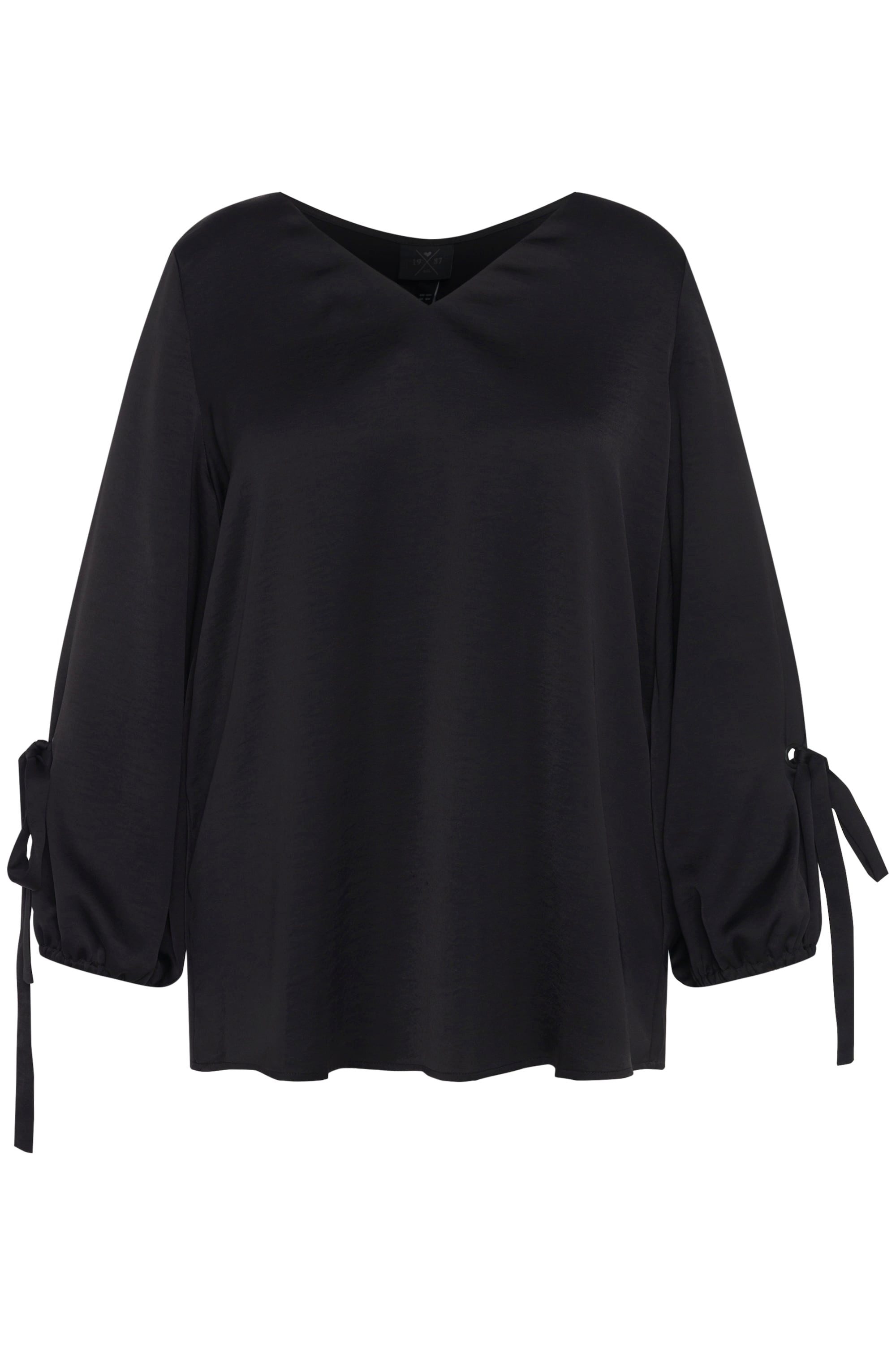 Ulla Popken Satinbluse Bluse V-Ausschnitt A-Linie günstig online kaufen