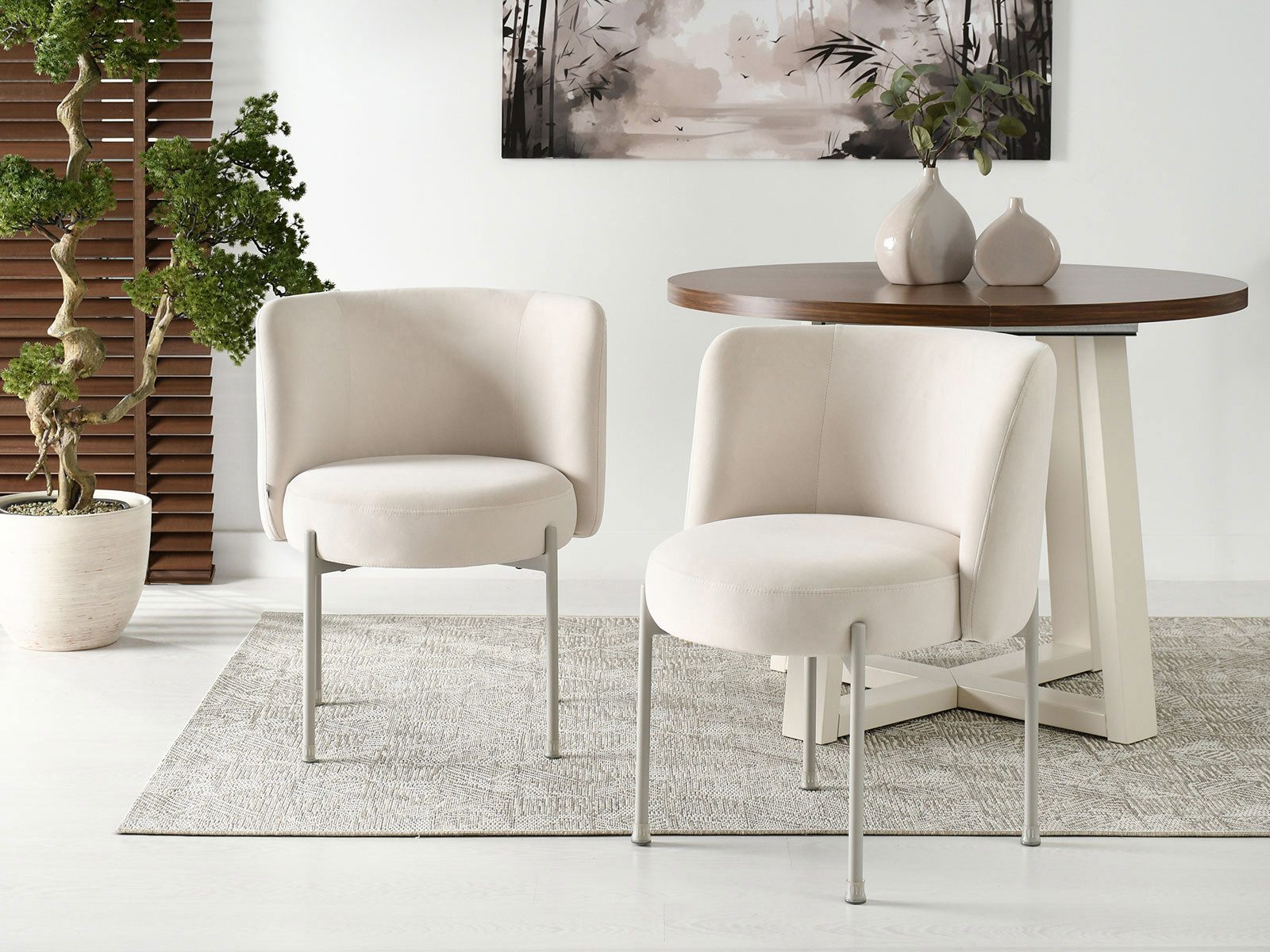 Compleo Stuhl Esszimmerstuhl, Polsterstuhl BEIGE mit Metallbeine CHARLOT GL günstig online kaufen