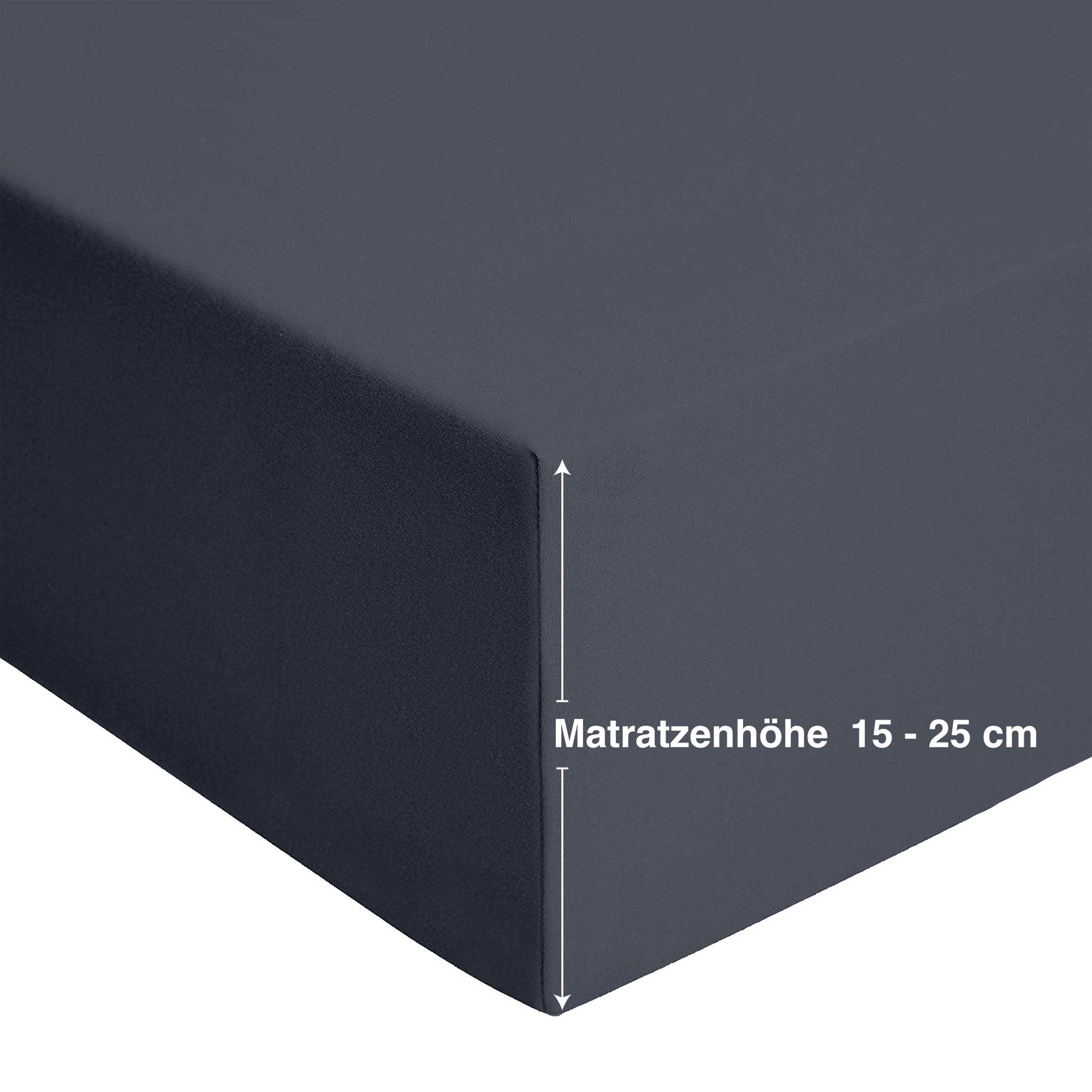 BARBONS Spannbettlaken Jersey 2er Bettlaken, 145 g/m² Spannbetttuch, bis zu 25cm Höhe, Topper, 100% Baumwolle, Gummizug: rundum, (2 Stück), Rundgummi, Atmungsak – Bild 3 von 5
