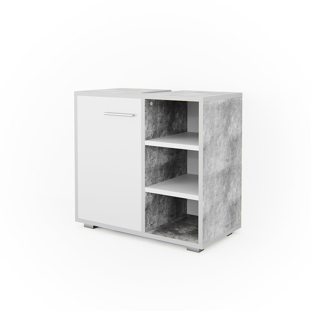 Vicco Waschbeckenunterschrank Perry, Beton/Weiß, 60 x günstig online kaufen