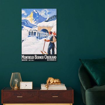 Posterlounge Leinwandbild Vintage Ski Collection, Montreux, Berner Oberland, Vintage Illustration
