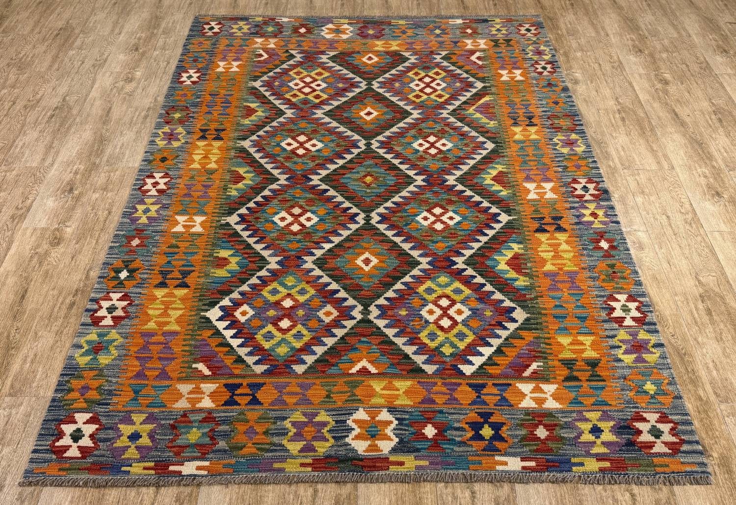 Rug Studios Teppich KELIM ORIGINAL HANDGEARBEITET, Rechteckig, Höhe: 5 mm, Handgefertigt, 185 x 240 cm, Multi