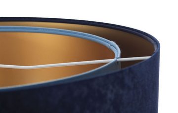 Licht-Erlebnisse Pendelleuchte MARLON, ohne Leuchtmittel, in Weiß Marineblau Hellblau Gold E27 D: 50 cm Stoff Metall Modern