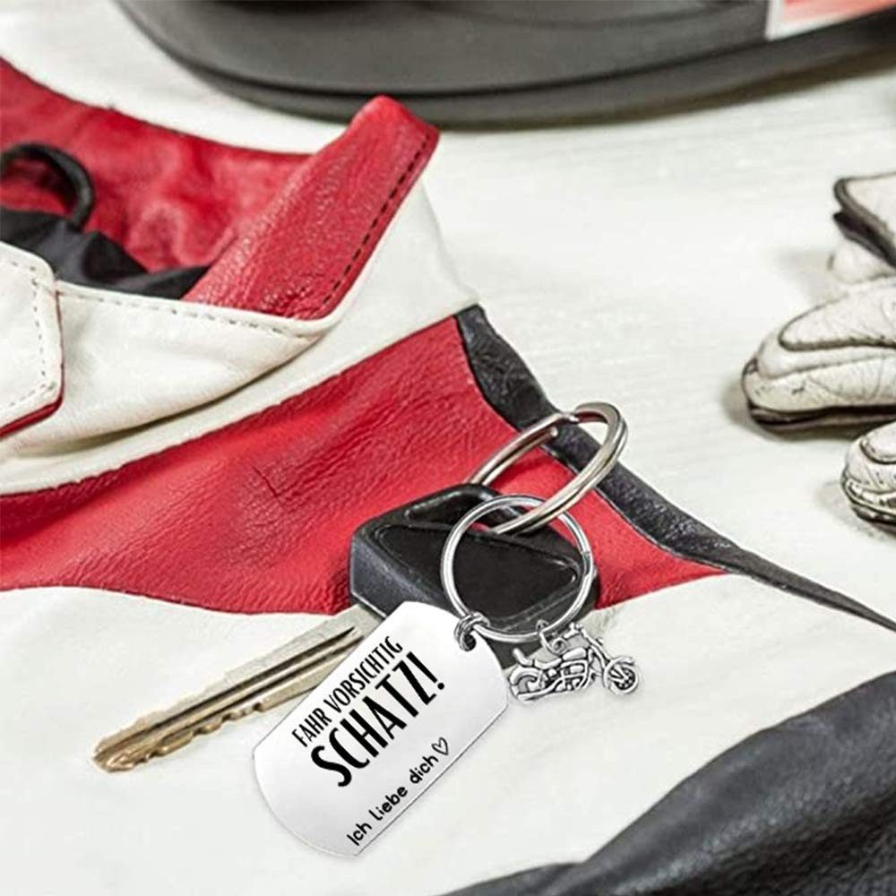 Geschenkehöhle Schlüsselanhänger mit Gravur Schlüsselanhänger Motorrad mit Gravur I Glücksbringer & Schutzengel, Schutzengel in Edelstahl – mit Liebe graviert f – Bild 3 von 5