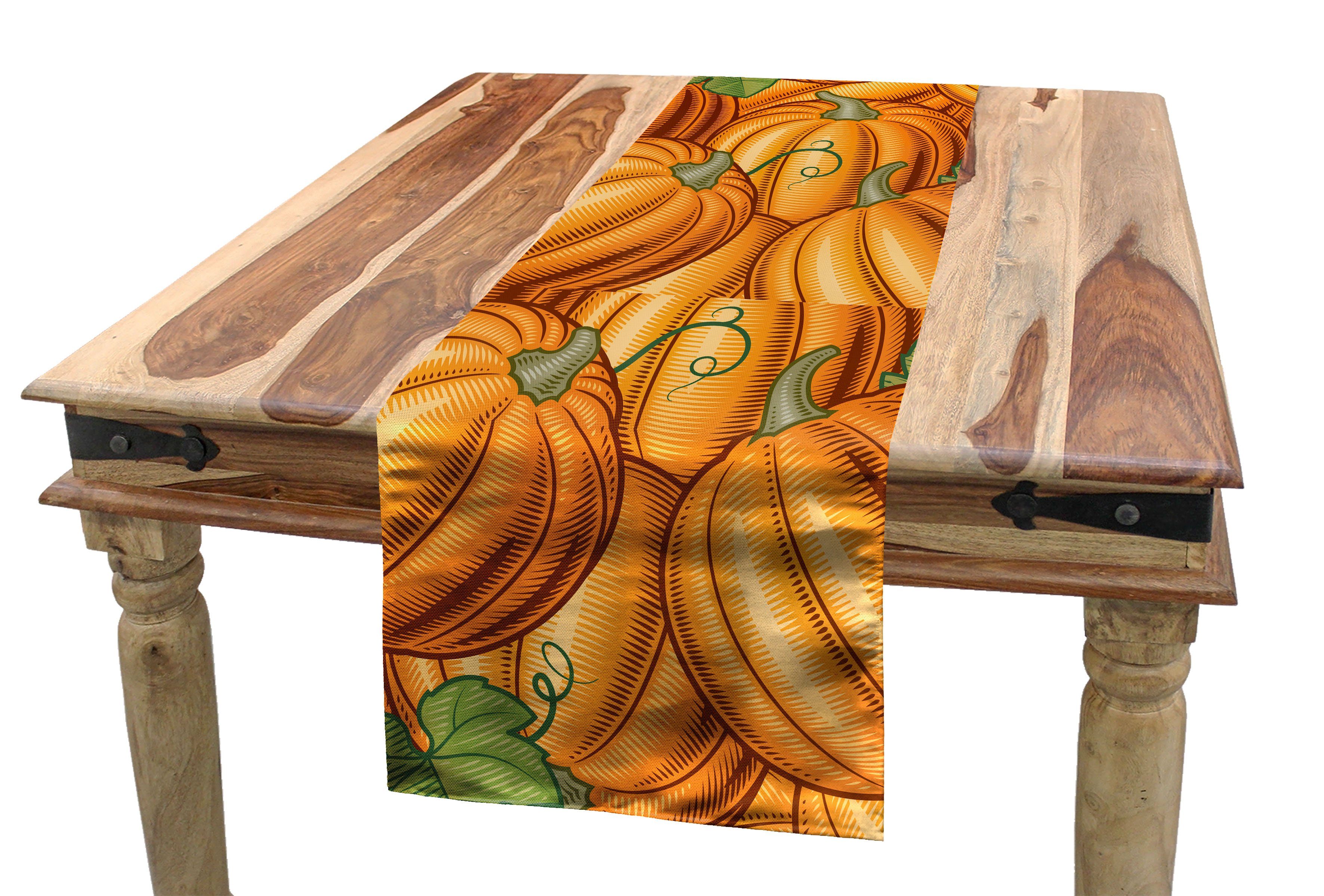 Tischläufer Dekorativer Vibrierende Ernte farbige Küche Tischläufer, Rechteckiger Esszimmer Pumkins Abakuhaus
